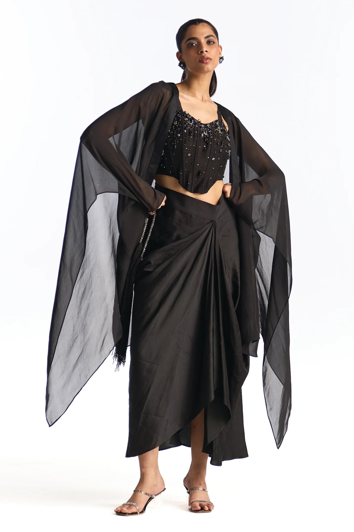 BLAIR SKIRT SET WITH CAPE BLACK