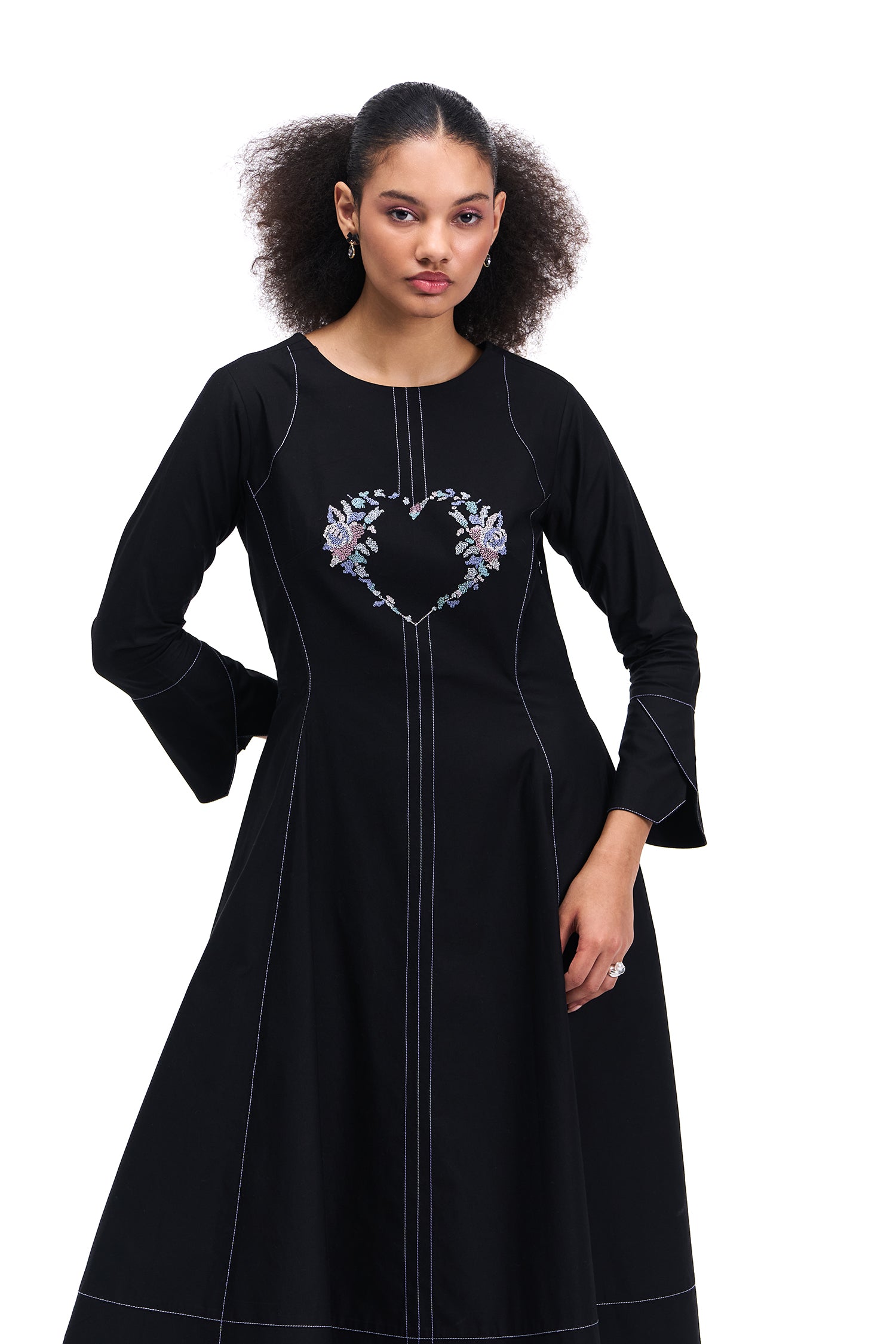 SWEETHEART DRESS MIDI BLACK
