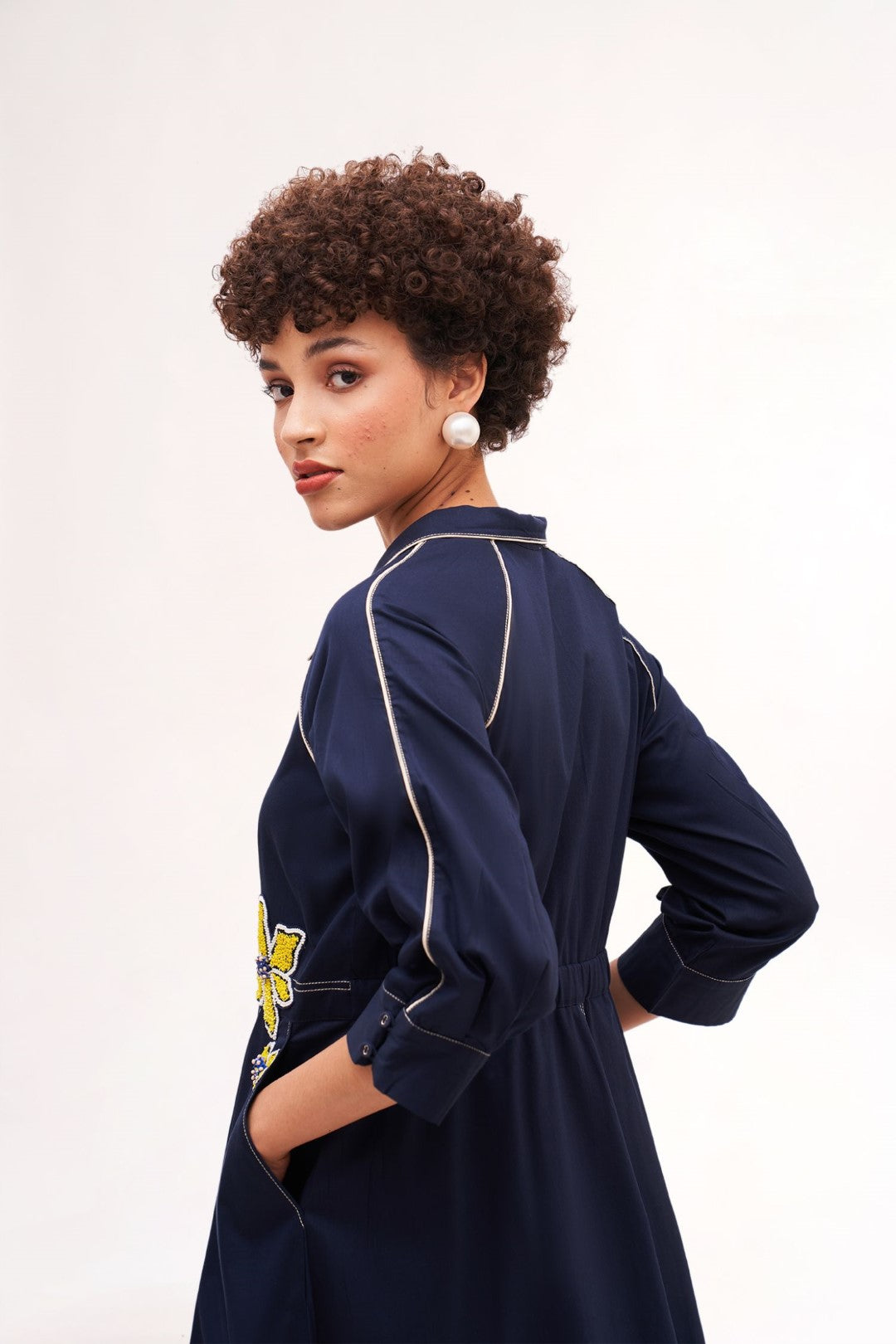 Banana Navy Floral Dress