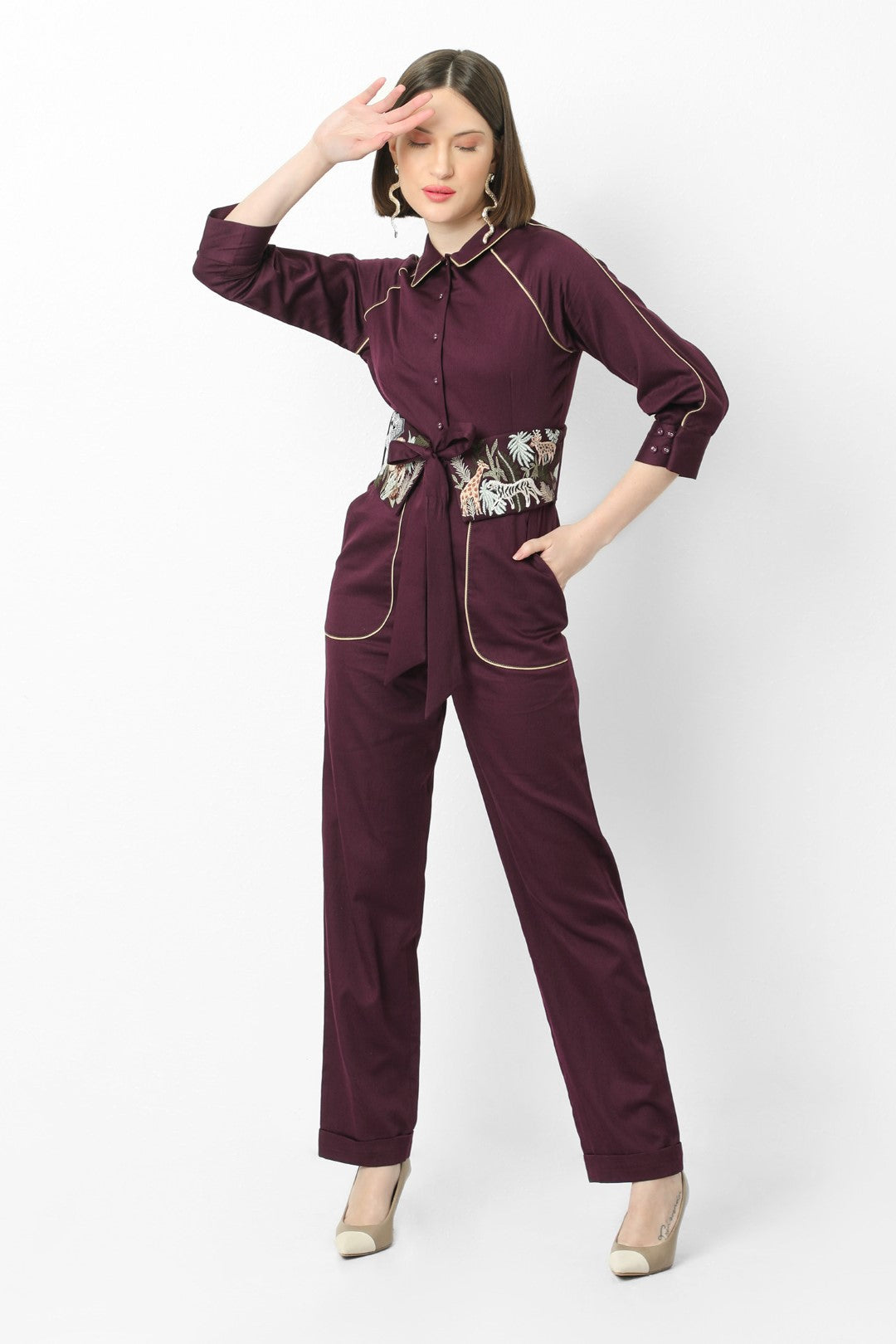 Jungle Parade Belted Jumpsuit