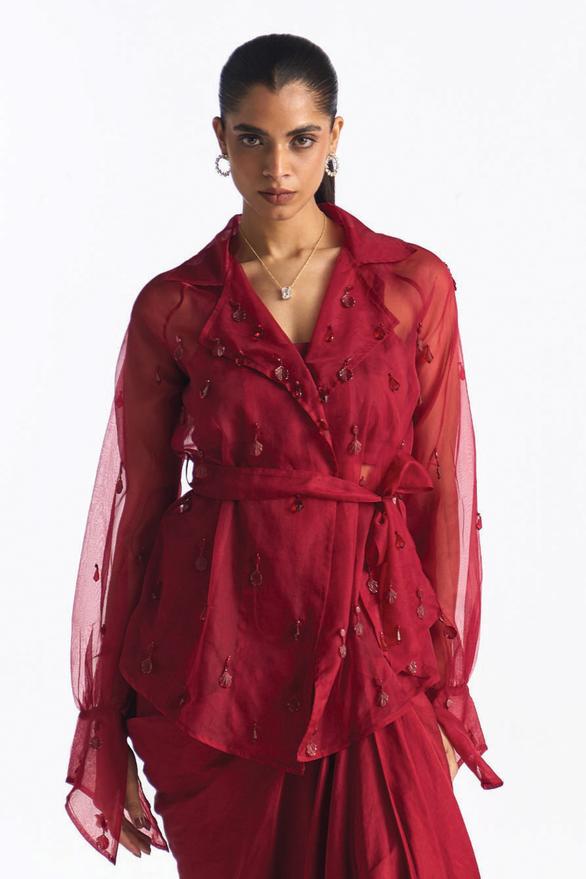 LUSTER TOP WITH BRALET GARNET