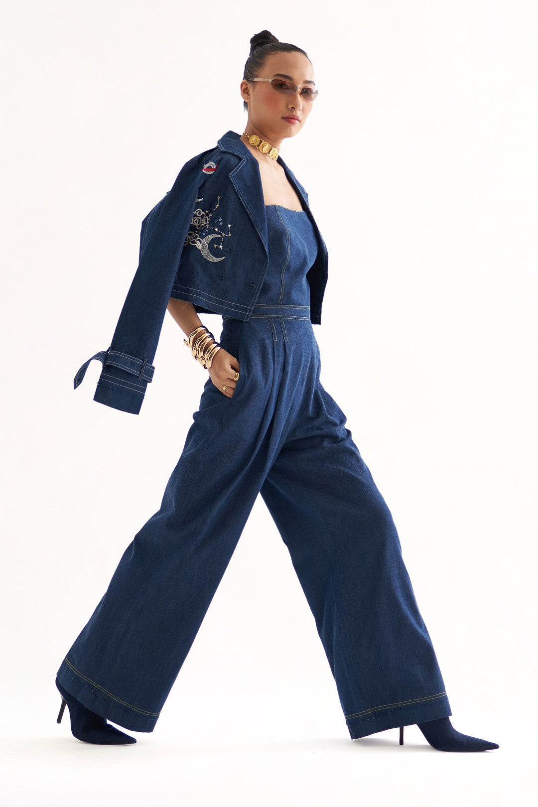 Denim jumpsuit with jacket online