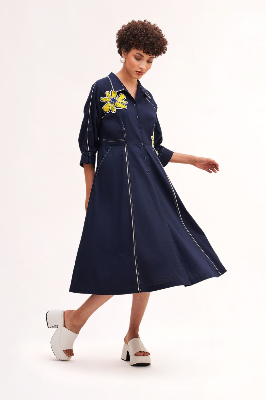 Banana Navy Floral Dress