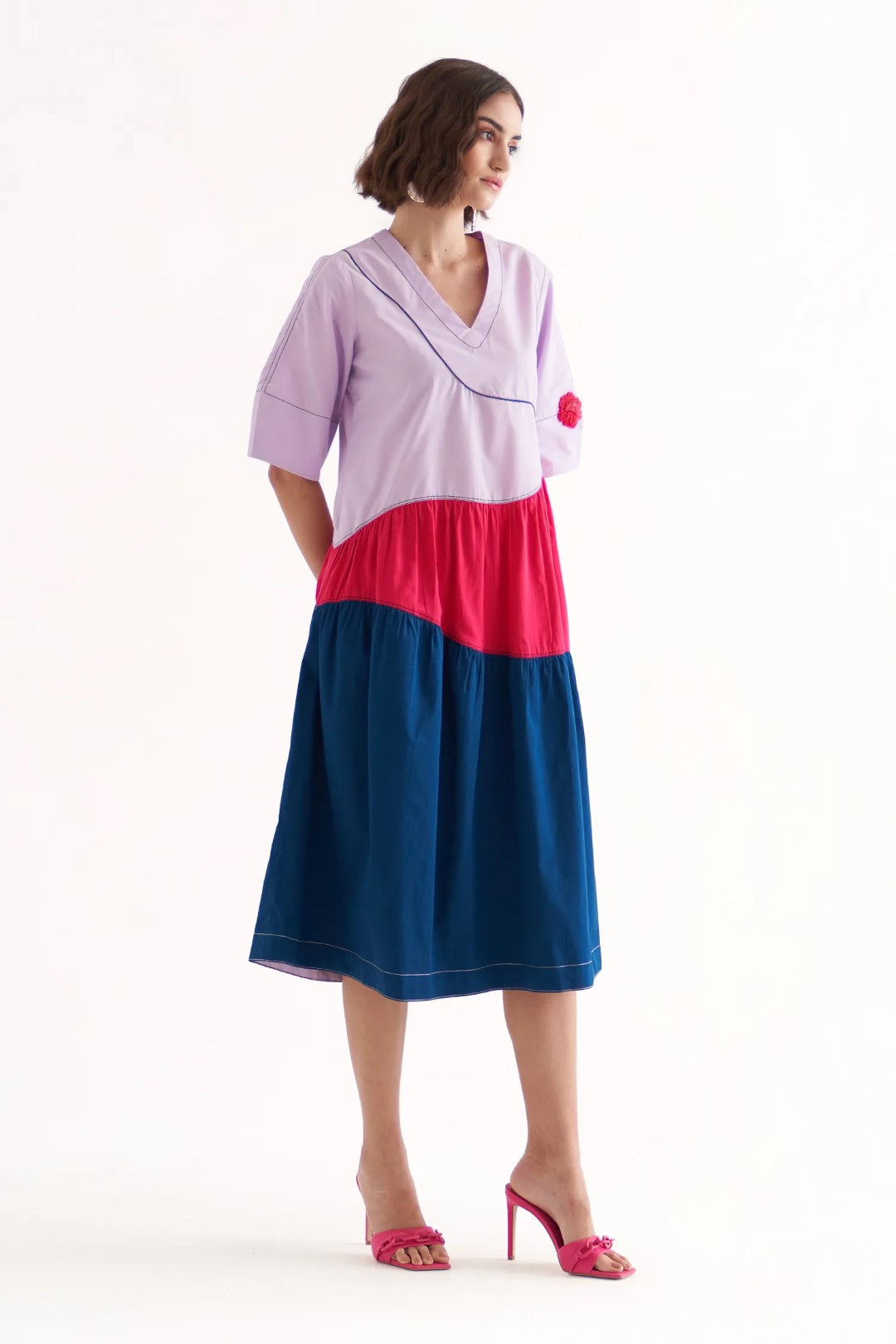 OMG COLOR BLOCK DRESS LILAC