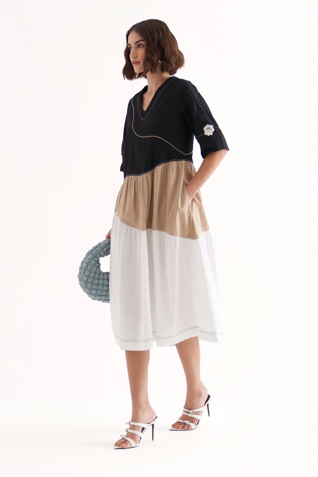 OMG COLOR BLOCK DRESS NEUTRAL