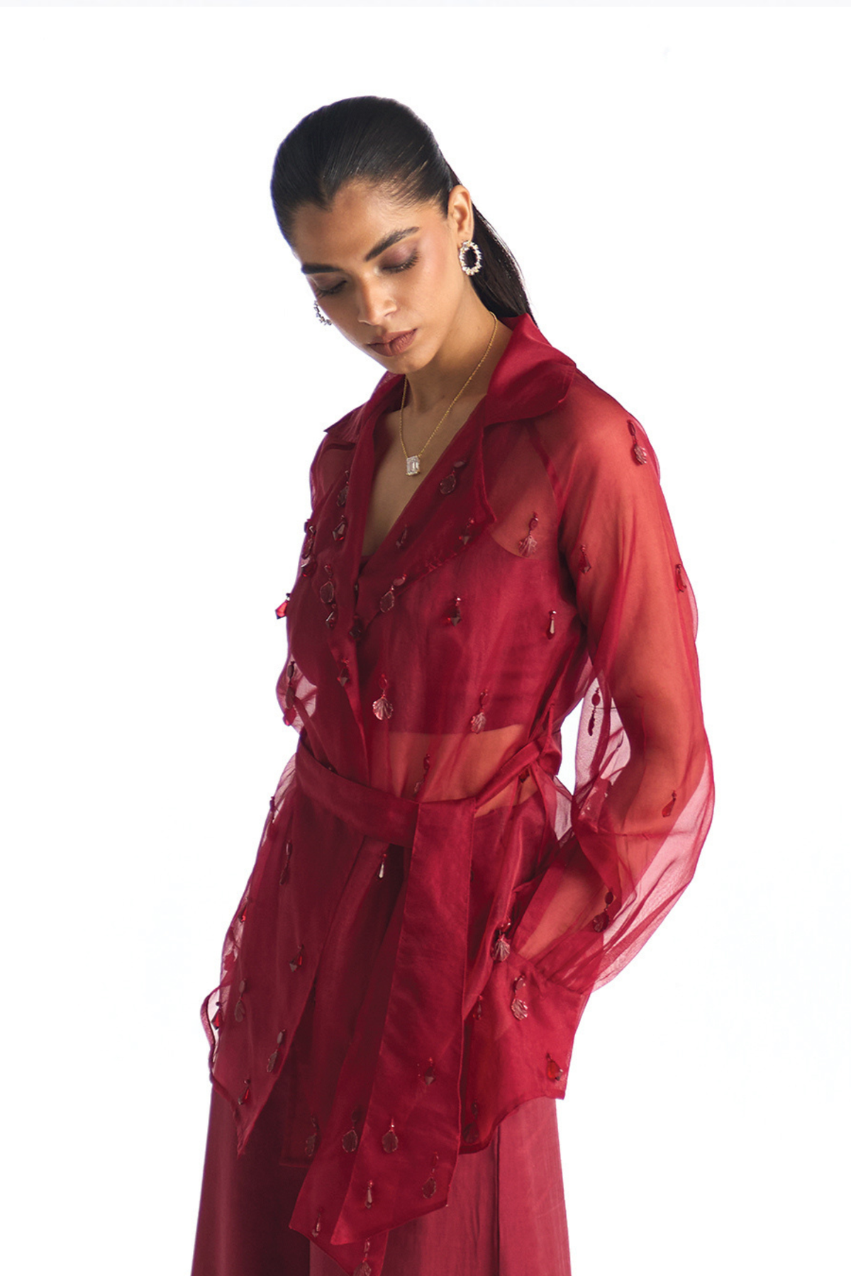 LUSTER TOP WITH BRALET GARNET