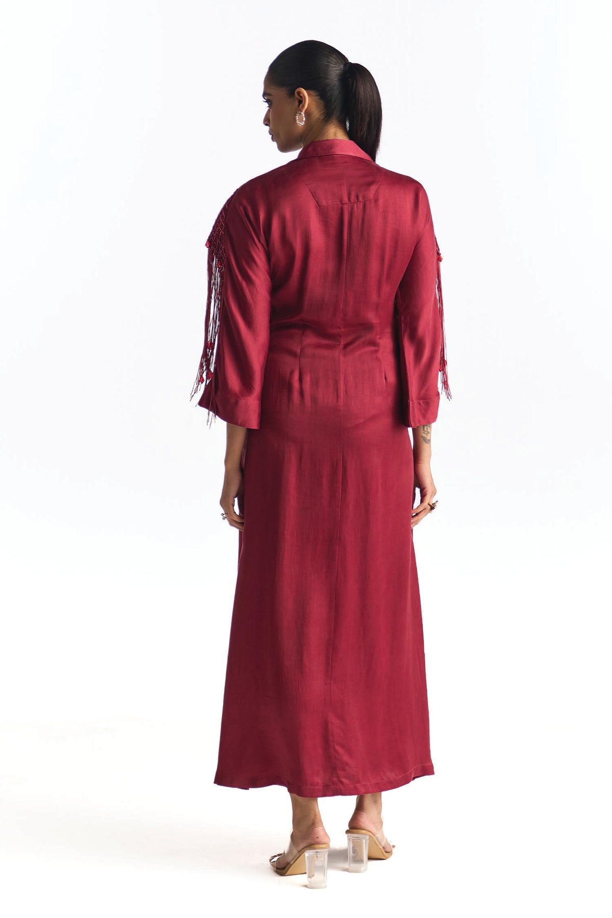 JANE DRAPE DRESS GARNET
