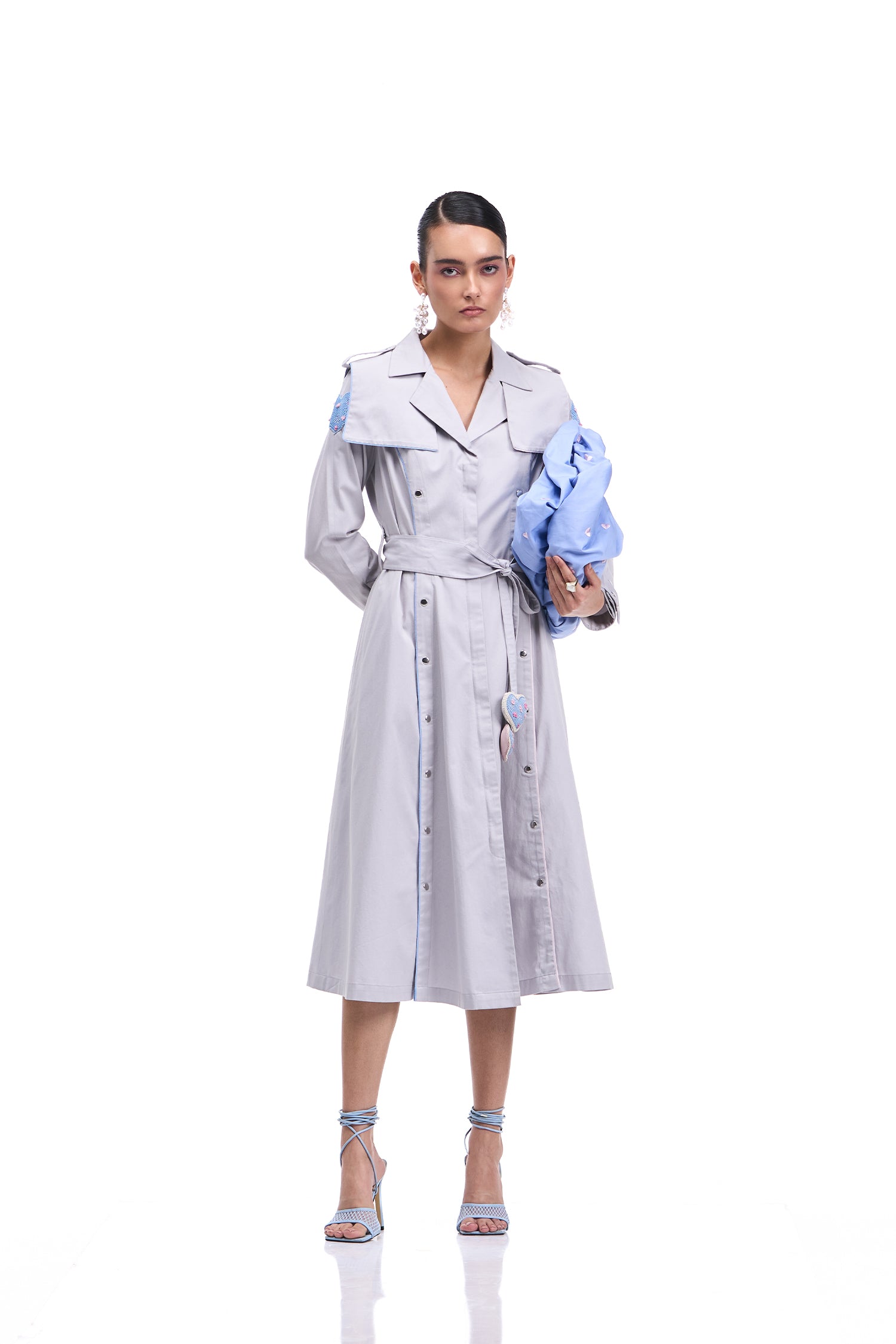 PROMISE TRENCH DRESS CLOUD GREY