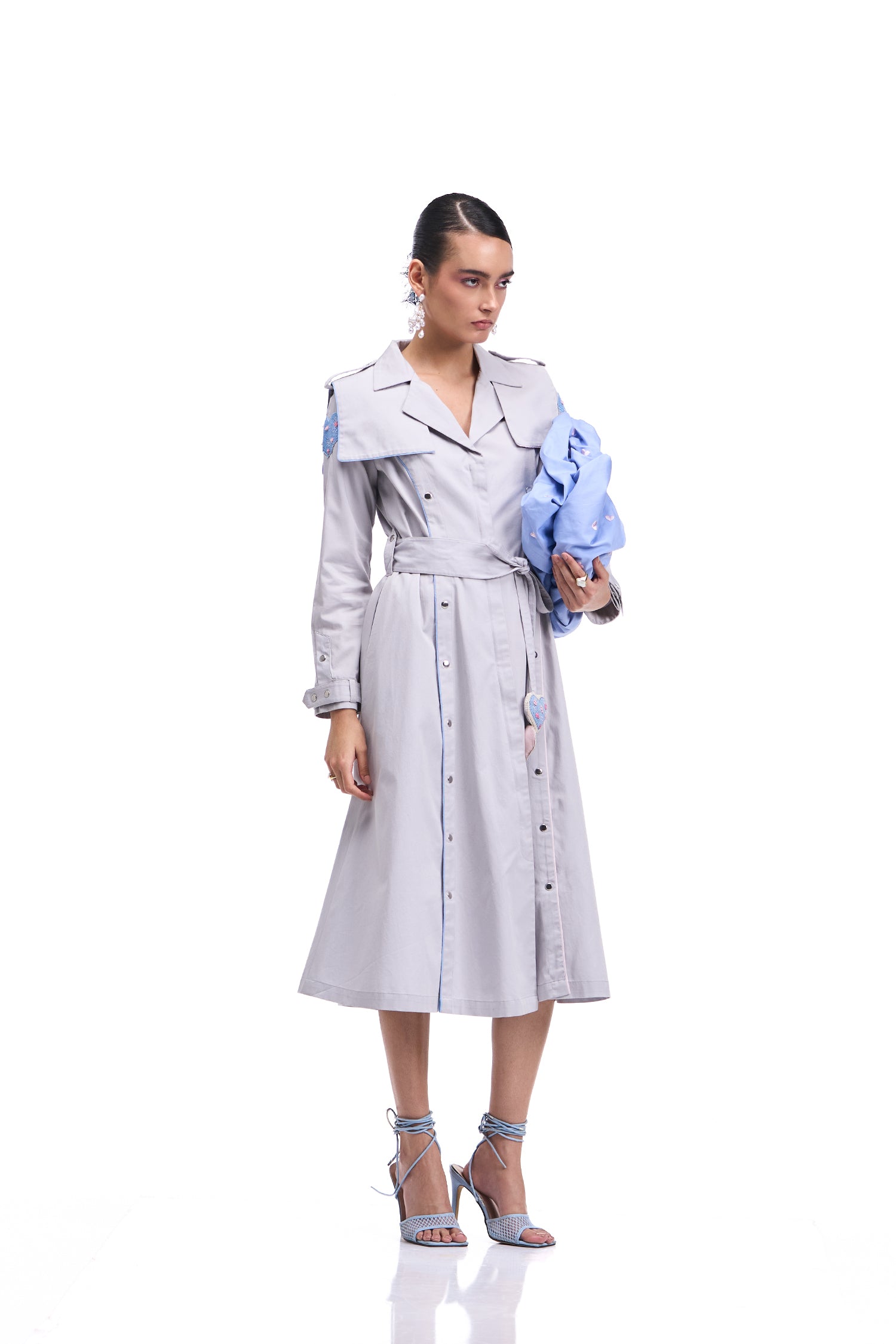 PROMISE TRENCH DRESS CLOUD GREY