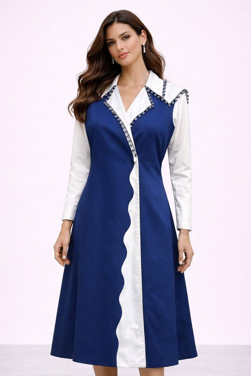 RIPPLE TRENCH WHITE AND NAVY