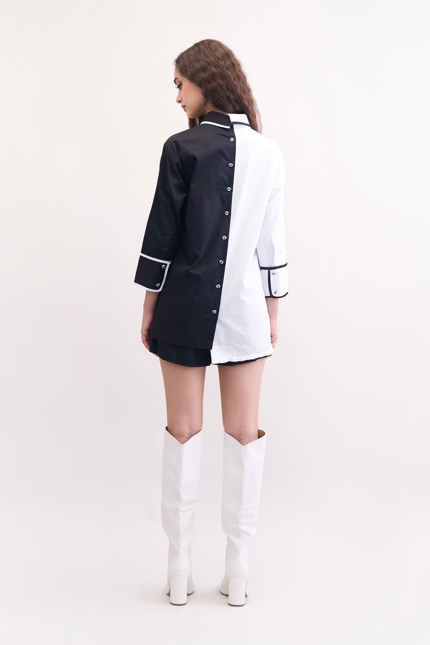 OLEANDER SHIRT & SHORTS SET BLACK & WHITE