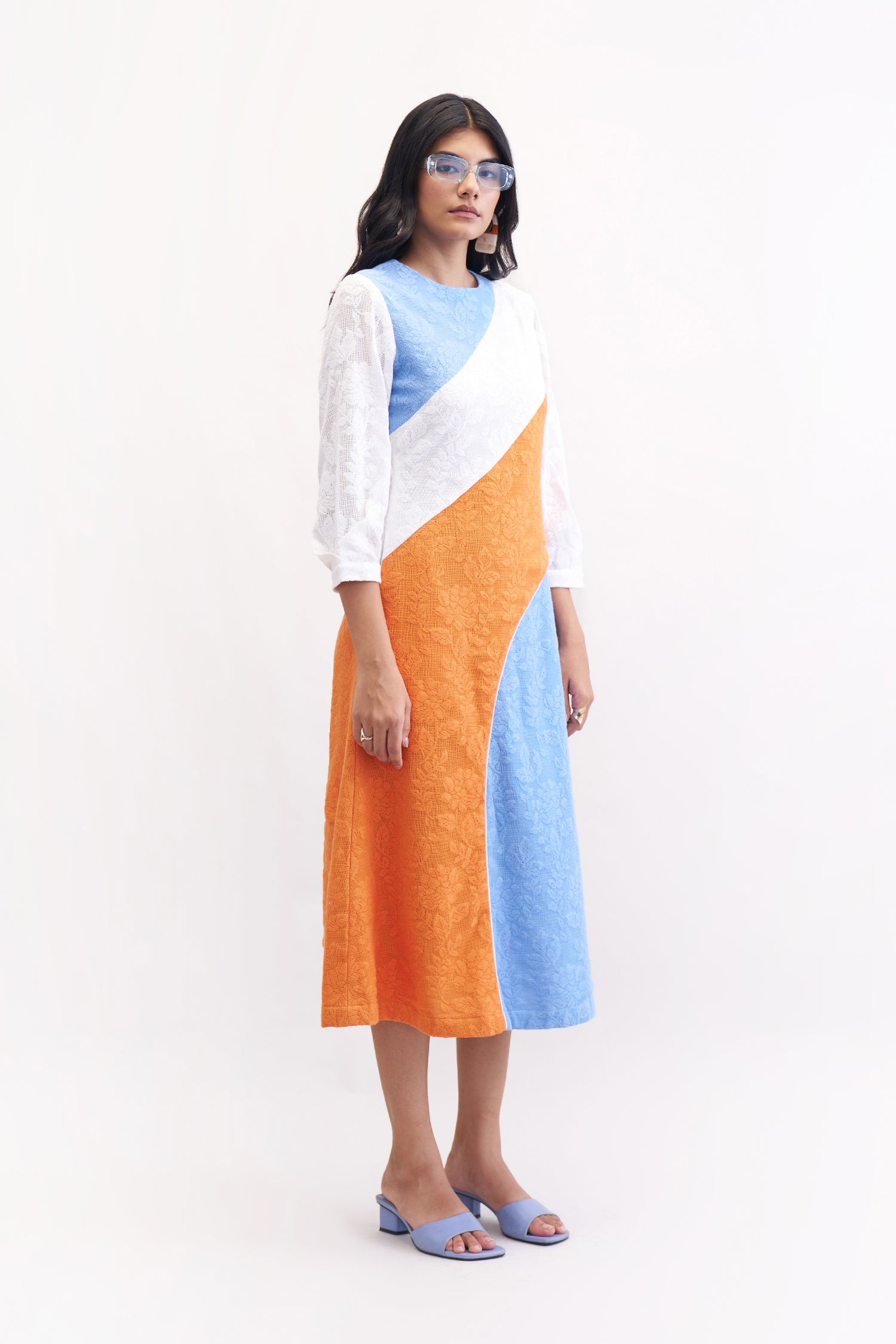 JANE DRESS ORANGE, BLUEBERRY & WHITE