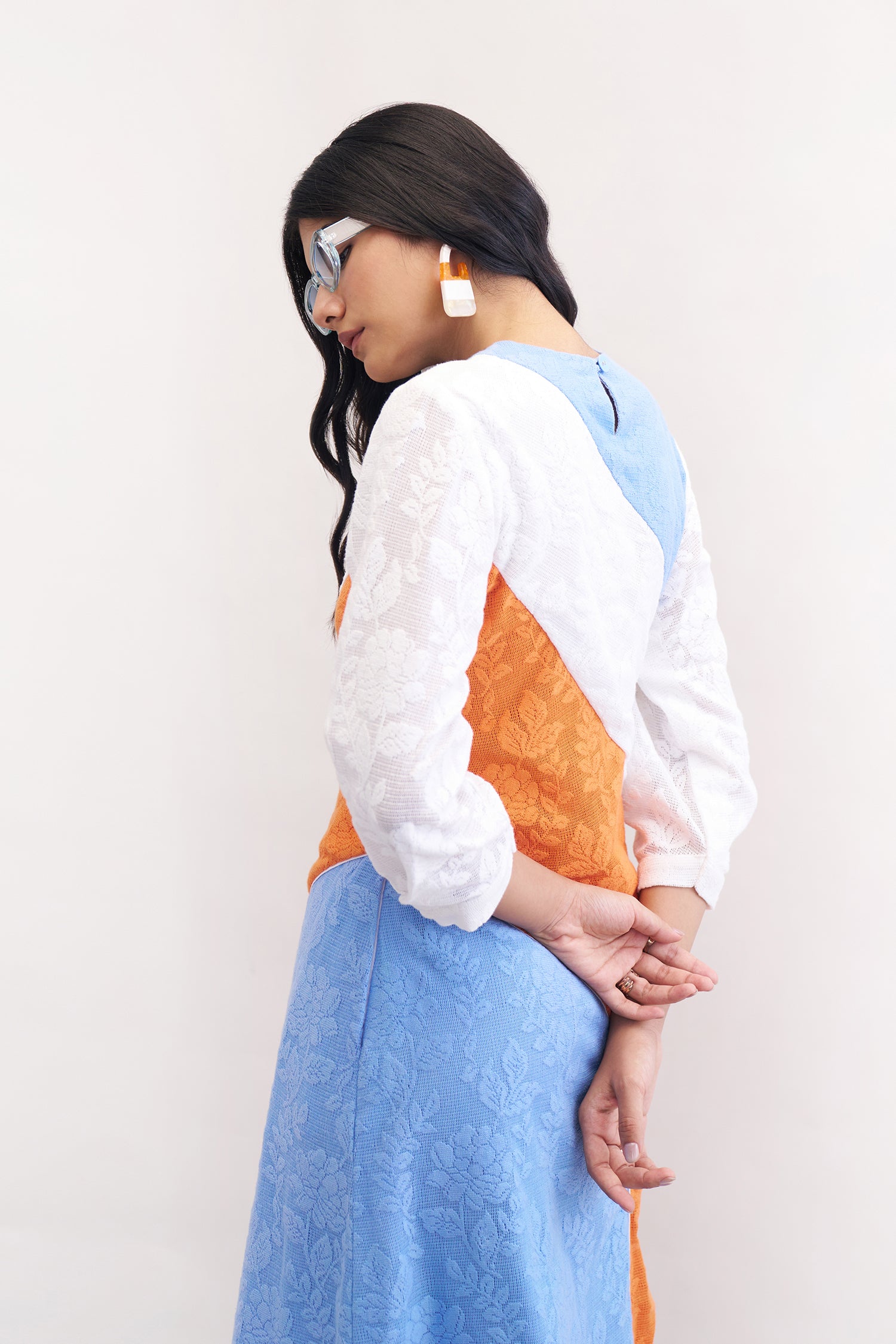 JANE DRESS ORANGE, BLUEBERRY & WHITE