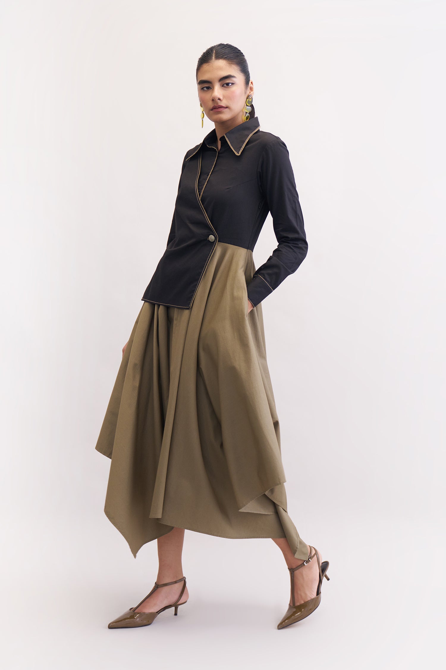 LALALAND DRESS MUSHROOM & BLACK