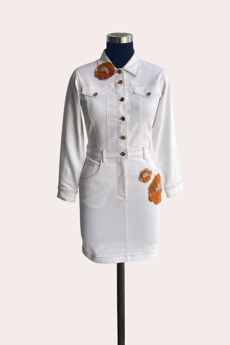 Gaia Denim Dress White