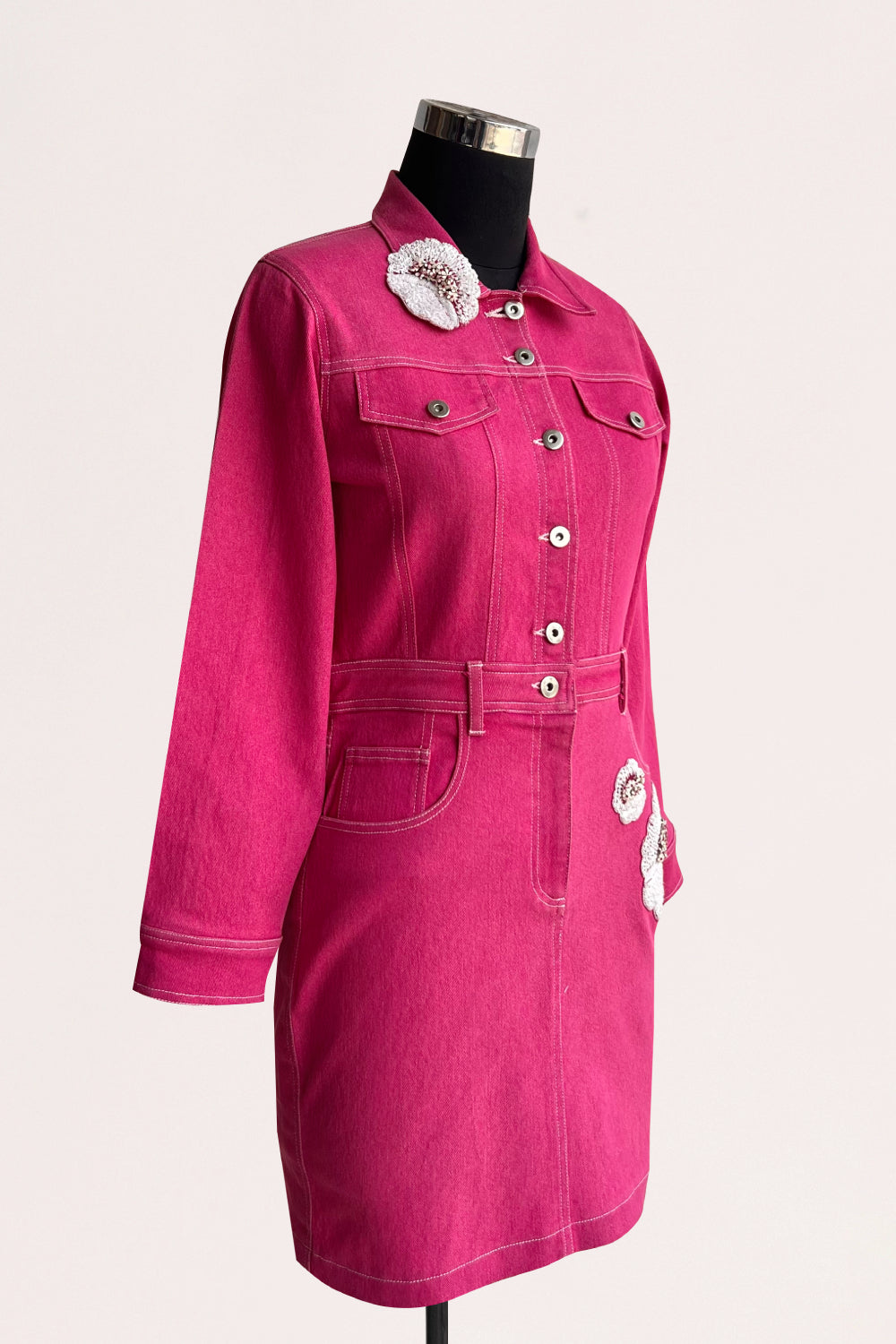 Gaia Denim Dress Fuschia