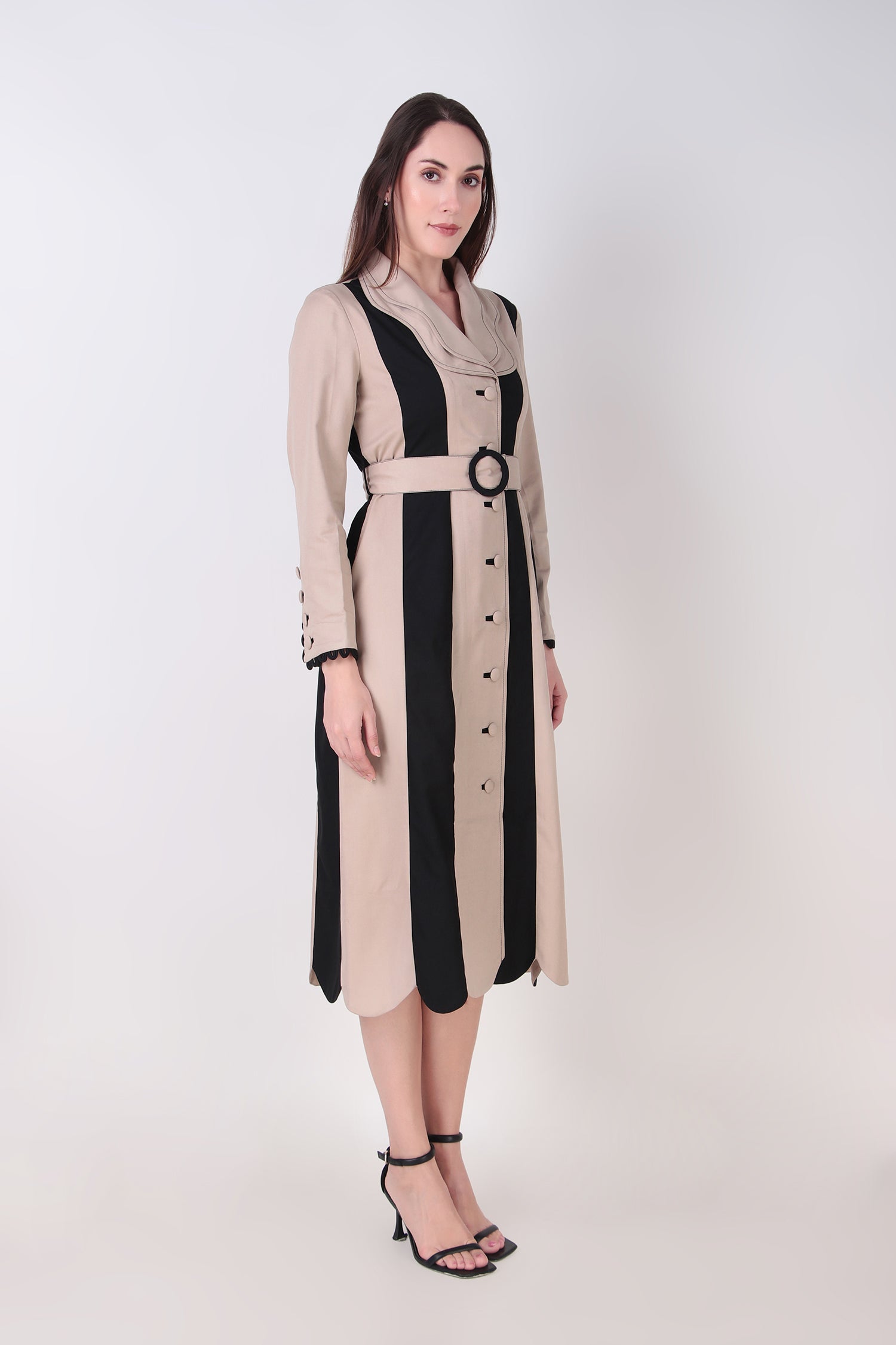 RIRI TRENCH WITH BELT OAT & BLACK