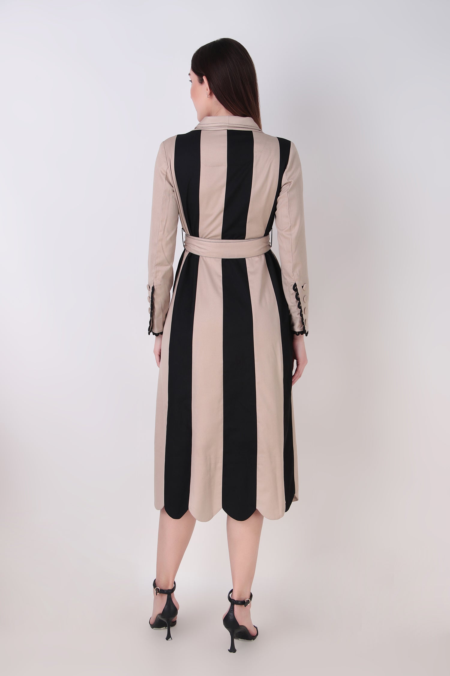 RIRI TRENCH WITH BELT OAT & BLACK