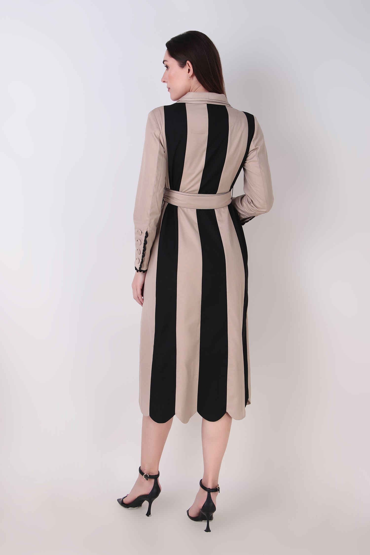 RIRI TRENCH WITH BELT OAT & BLACK