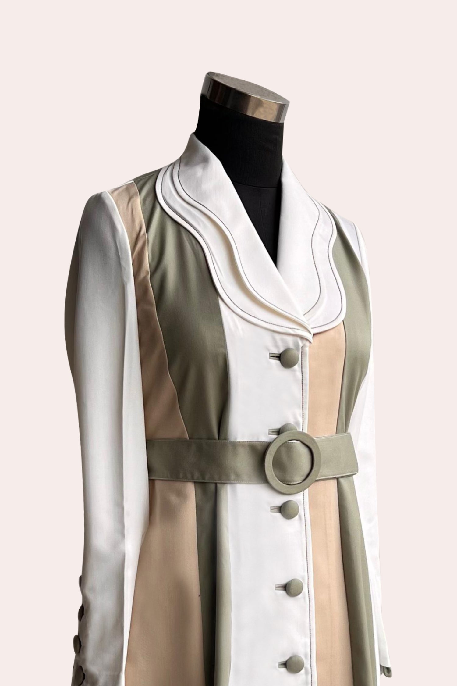 RIRI TRENCH WITH BELT WHITE, LIGHT OLIVE OAT