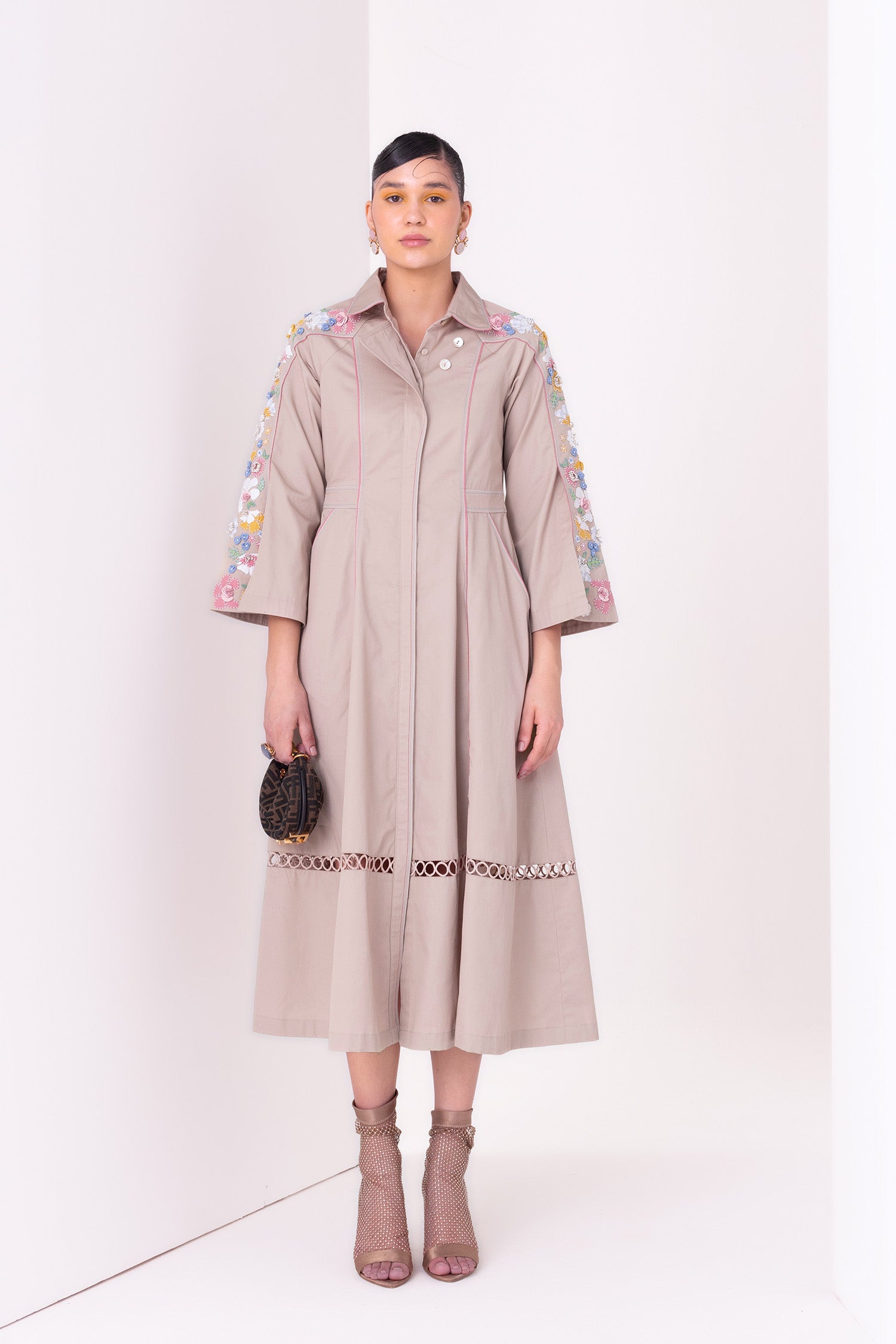 TESSA DRESS MIDI ECRU