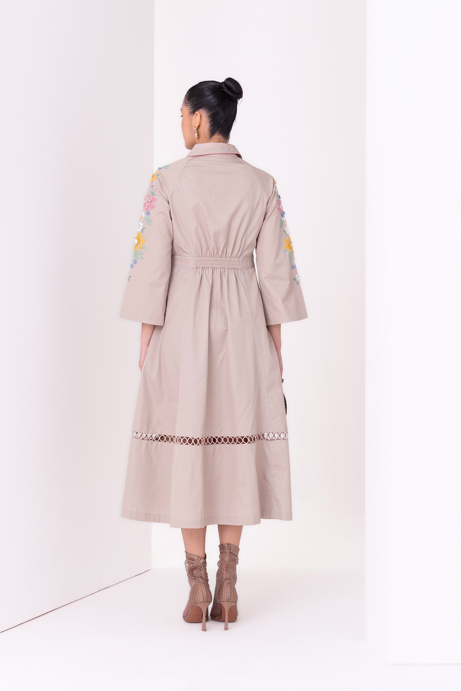 TESSA DRESS MIDI ECRU