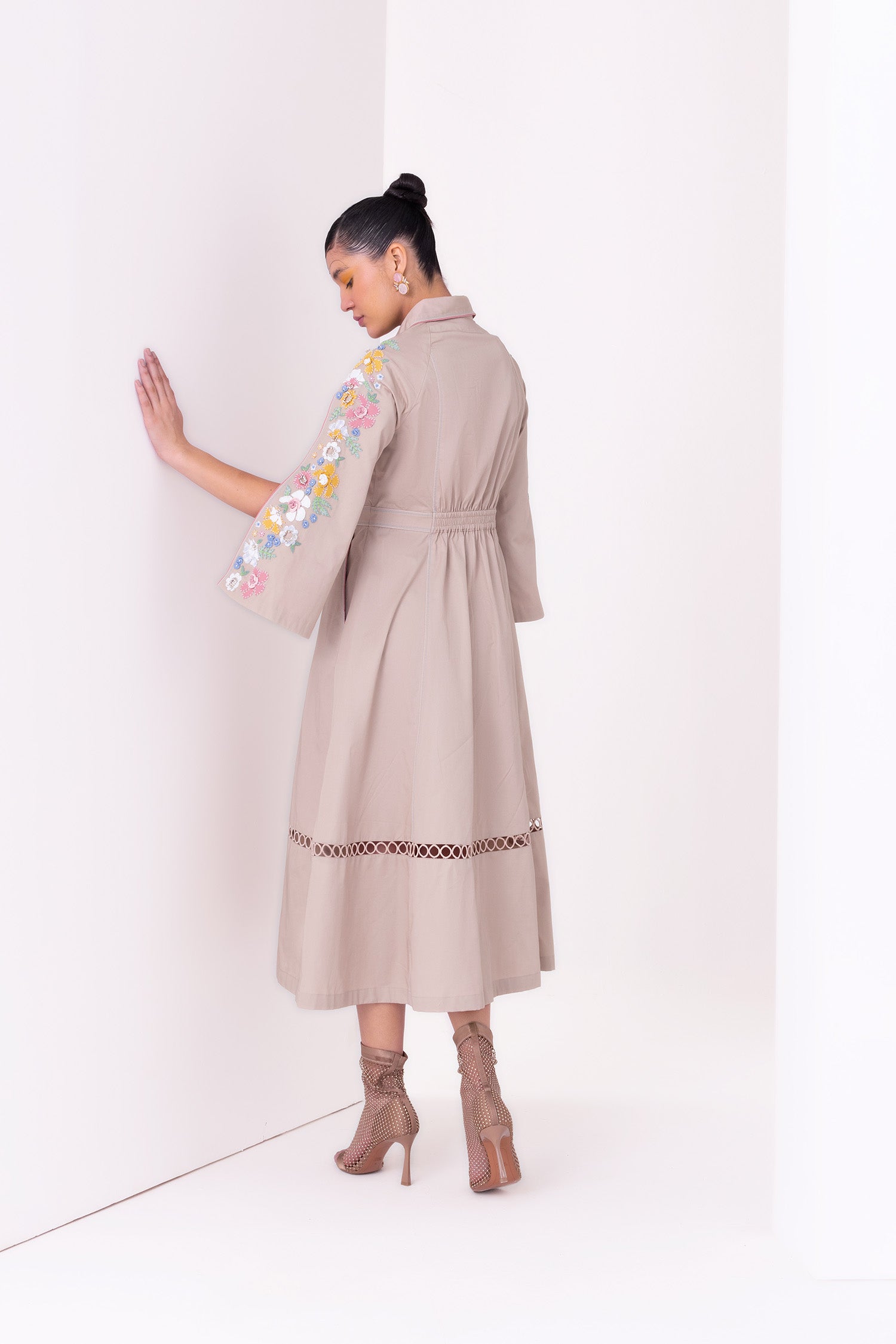 TESSA DRESS MIDI ECRU