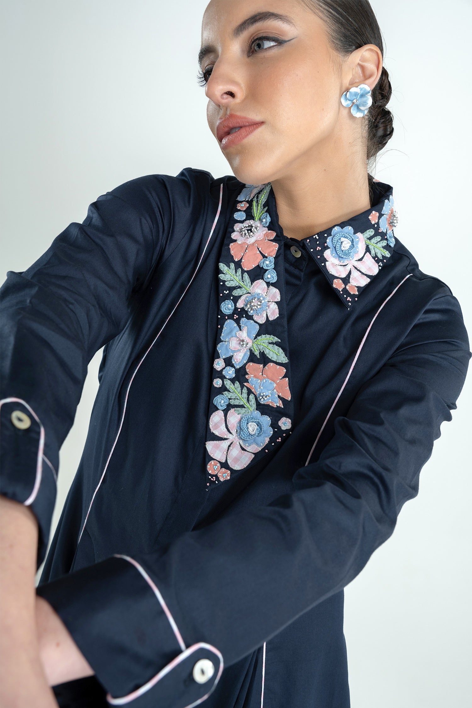 MIYAKE DRESS LONG NAVY