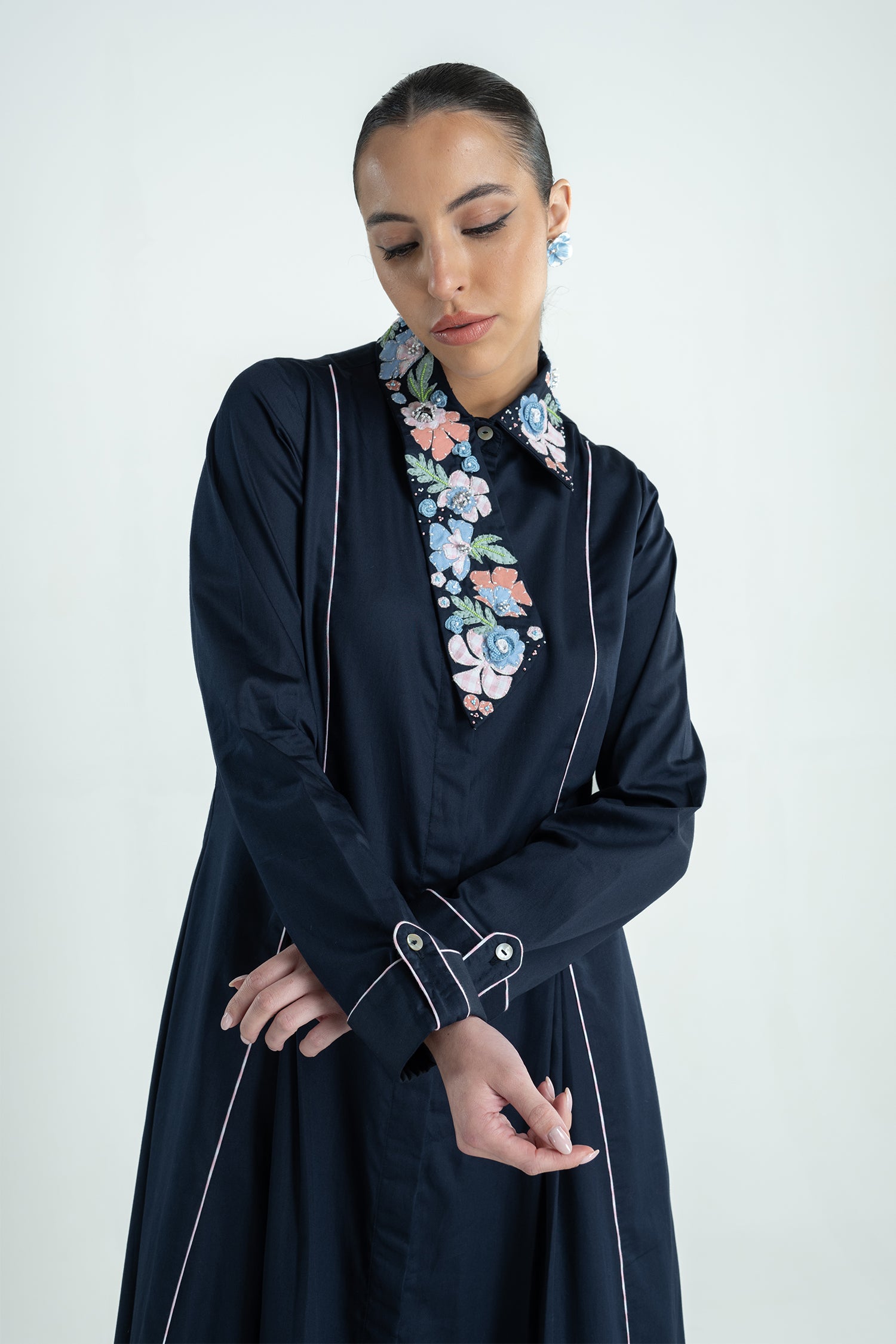 MIYAKE DRESS LONG NAVY