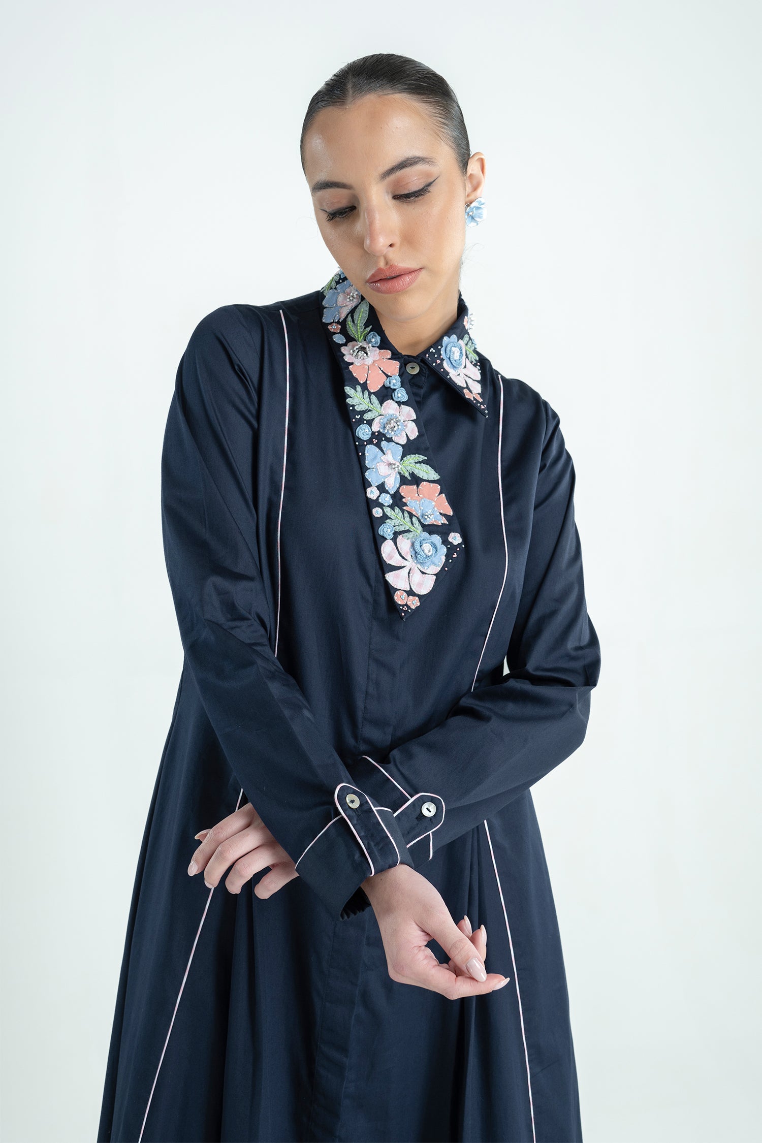 MIYAKE DRESS LONG NAVY