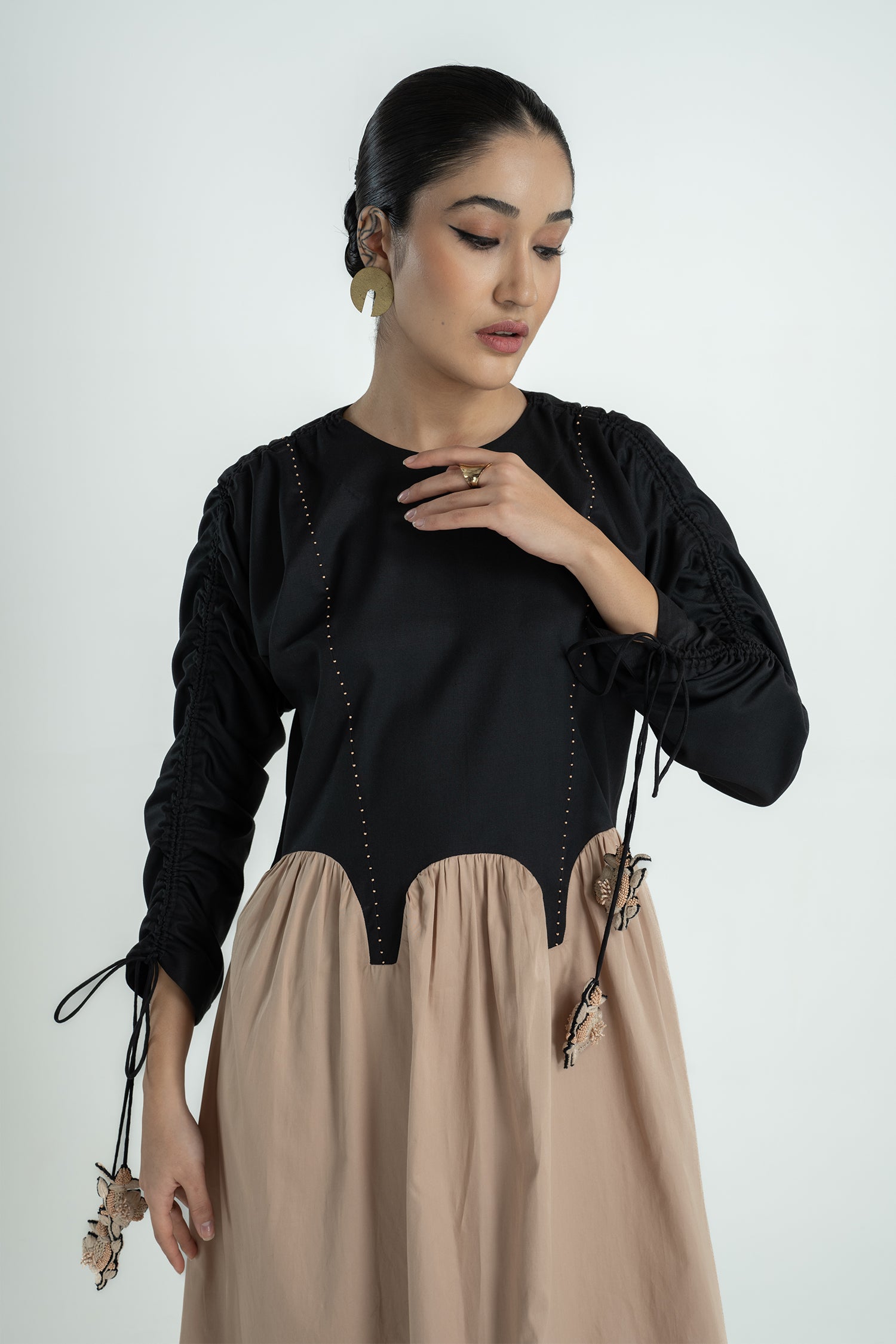 FEMME DRESS LONG BLACK MUSHROOM