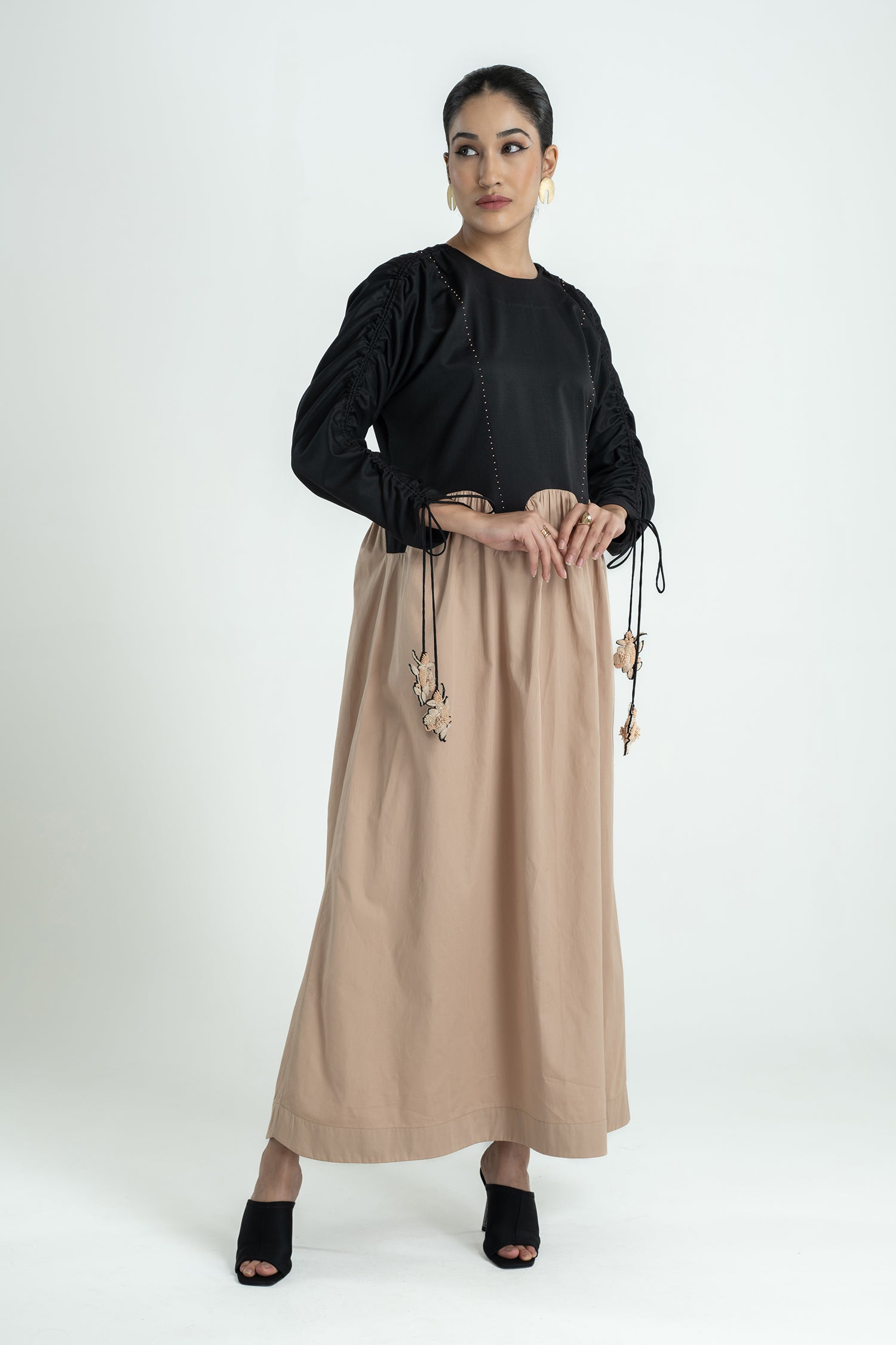 FEMME DRESS LONG BLACK MUSHROOM