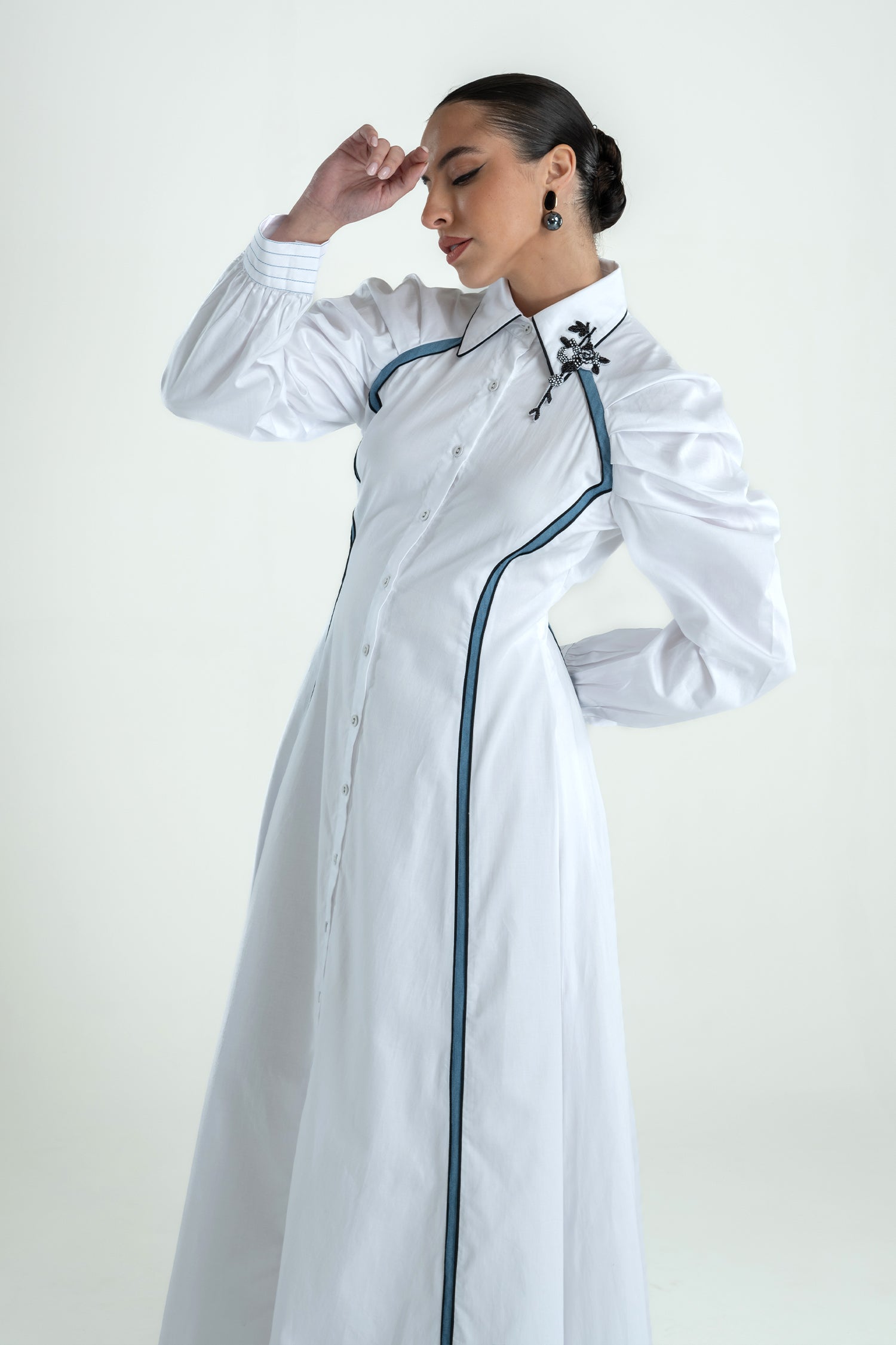 BLOOMY DRESS LONG WHITE