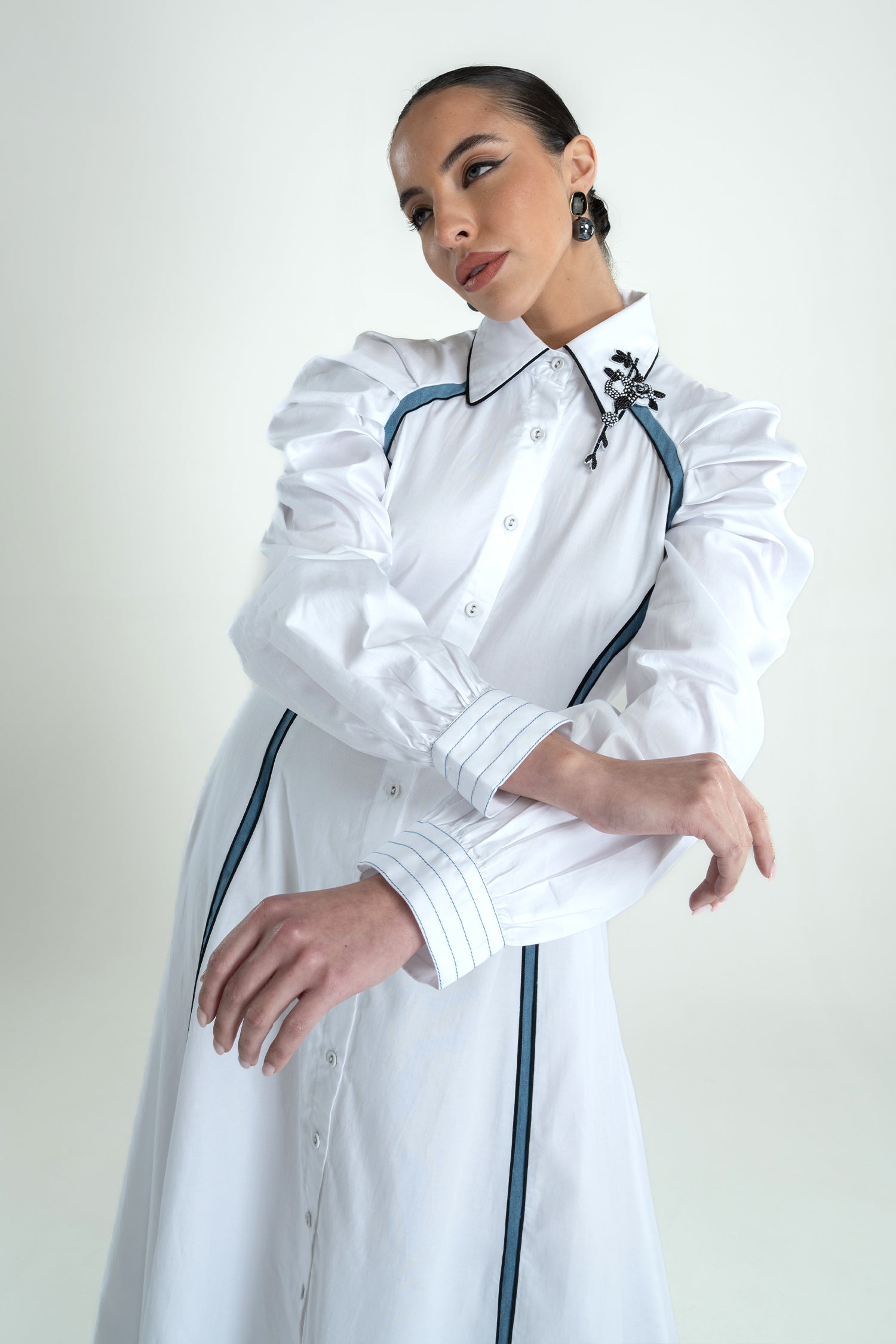 BLOOMY DRESS LONG WHITE