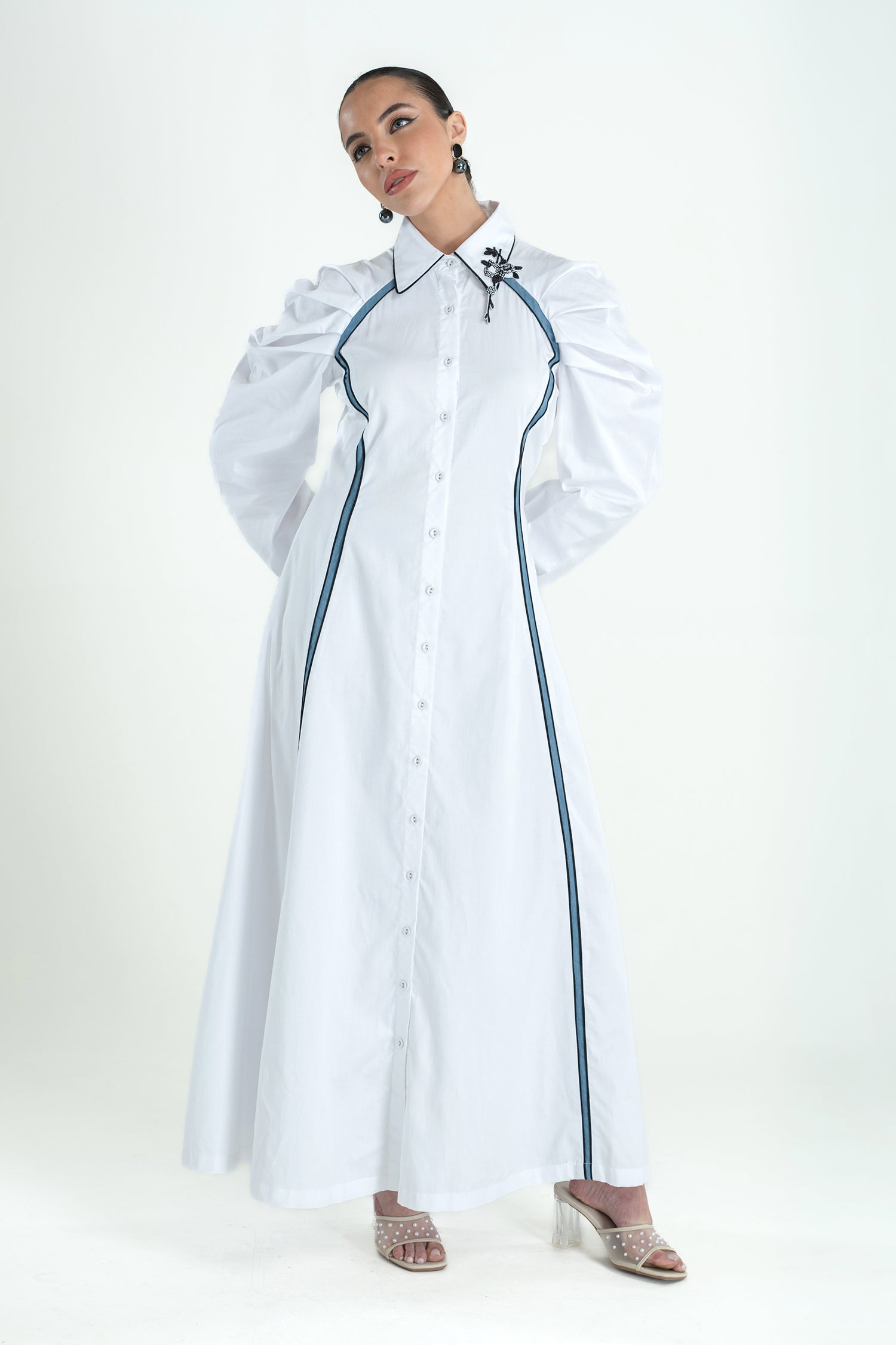 BLOOMY DRESS LONG WHITE