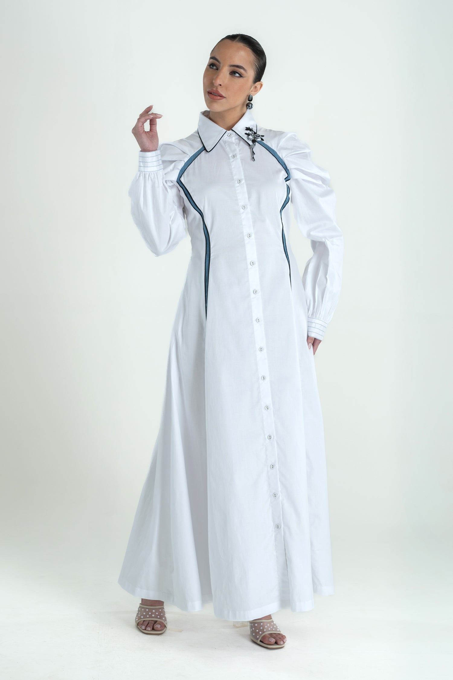 BLOOMY DRESS LONG WHITE