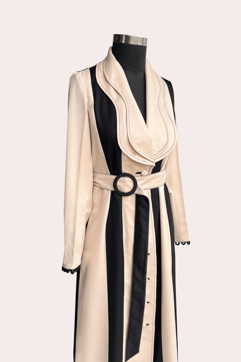 RIRI TRENCH WITH BELT OAT & BLACK
