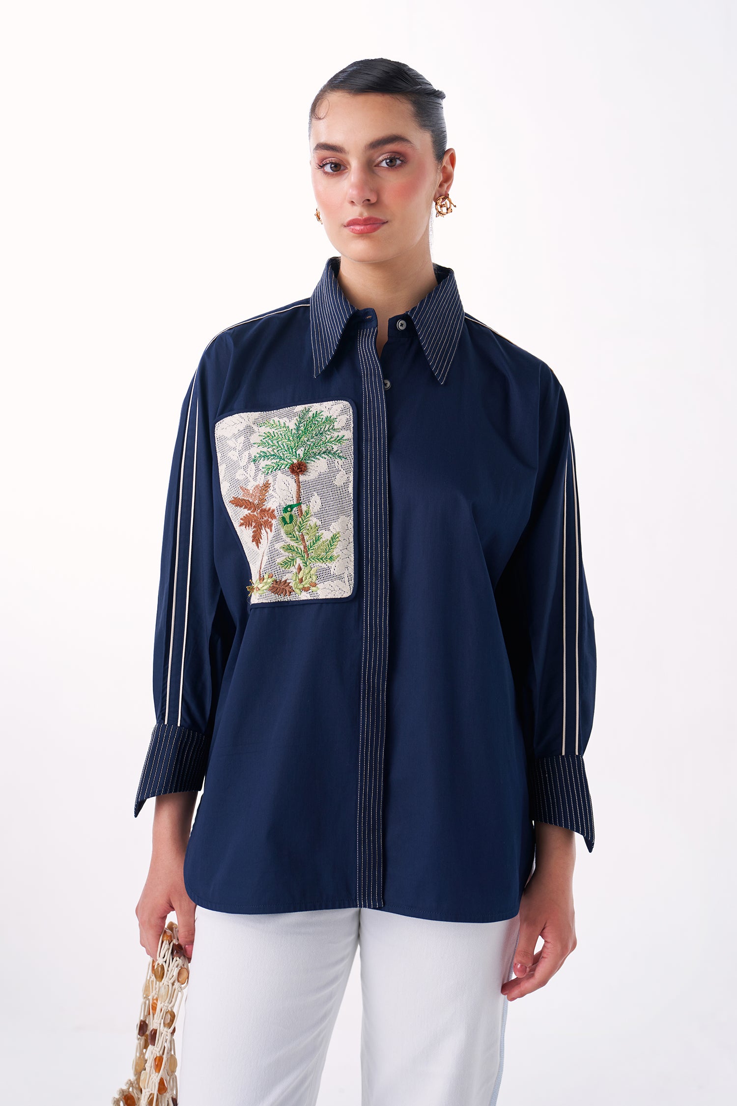 ROOTED NAVY SET WITH WHITE DENIMS
