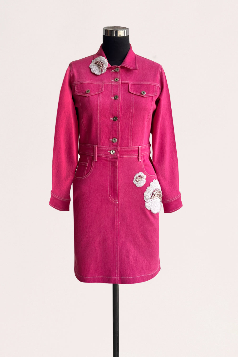 Gaia Denim Dress Fuschia