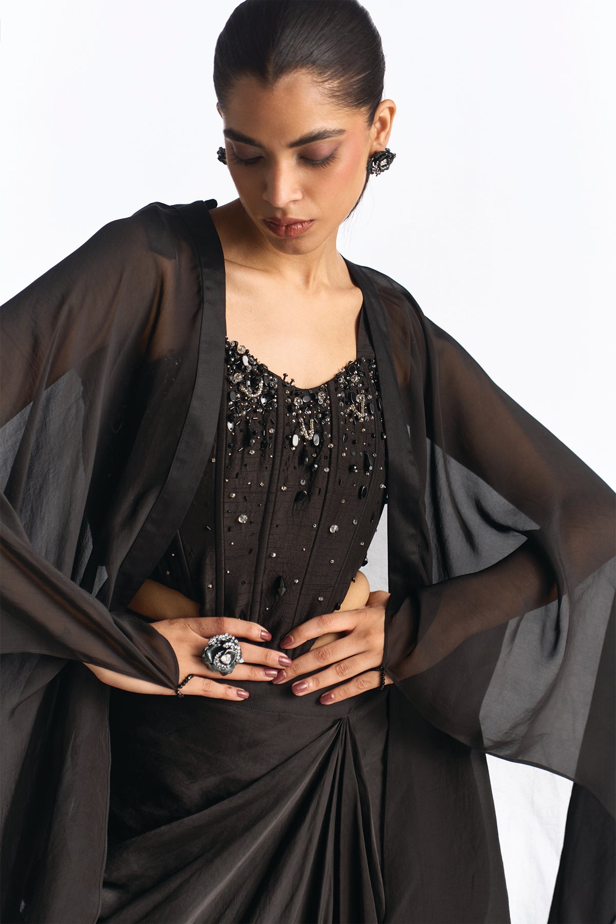 BLAIR SKIRT SET WITH CAPE BLACK