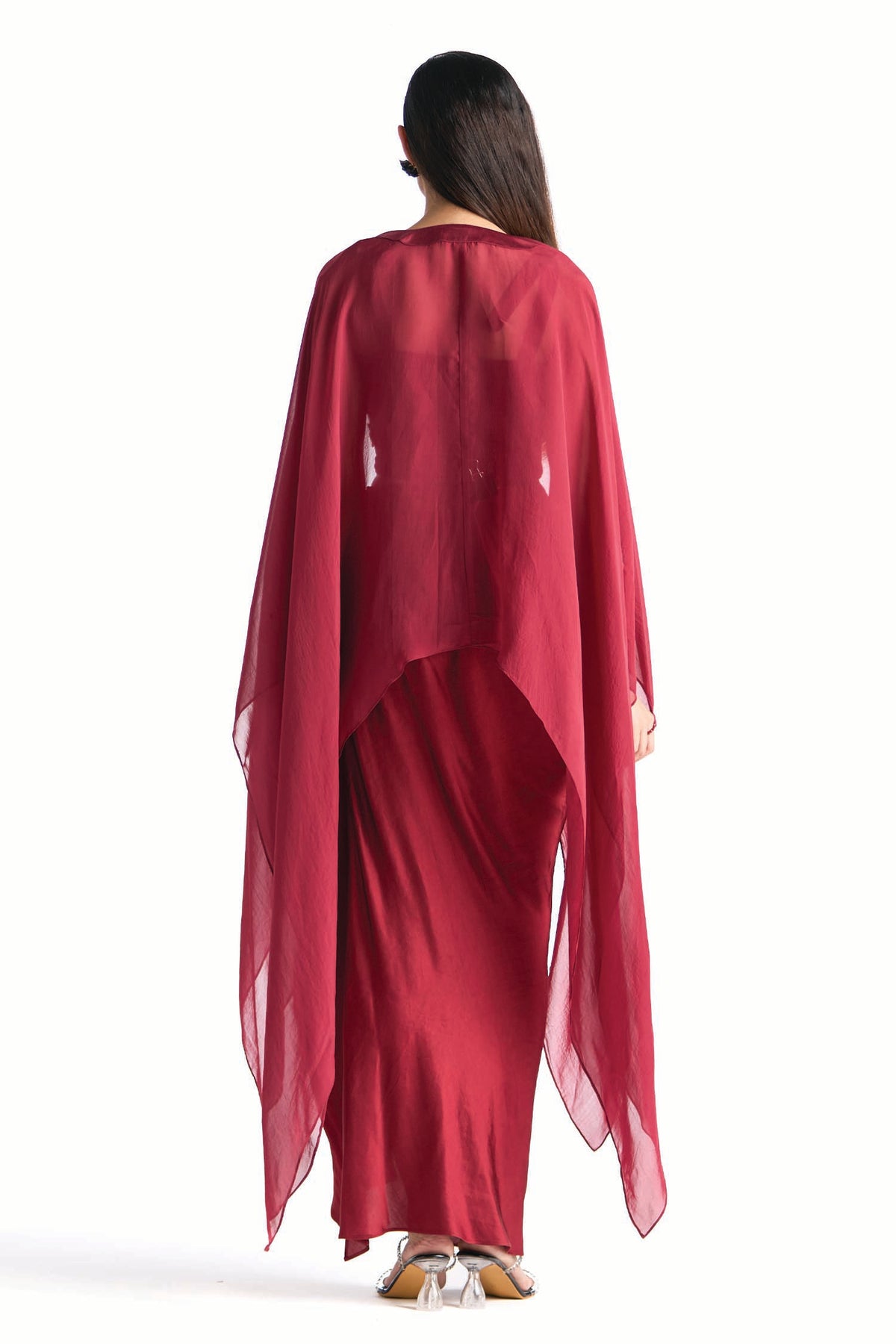 BLAIR SKIRT SET WITH CAPE GARNET
