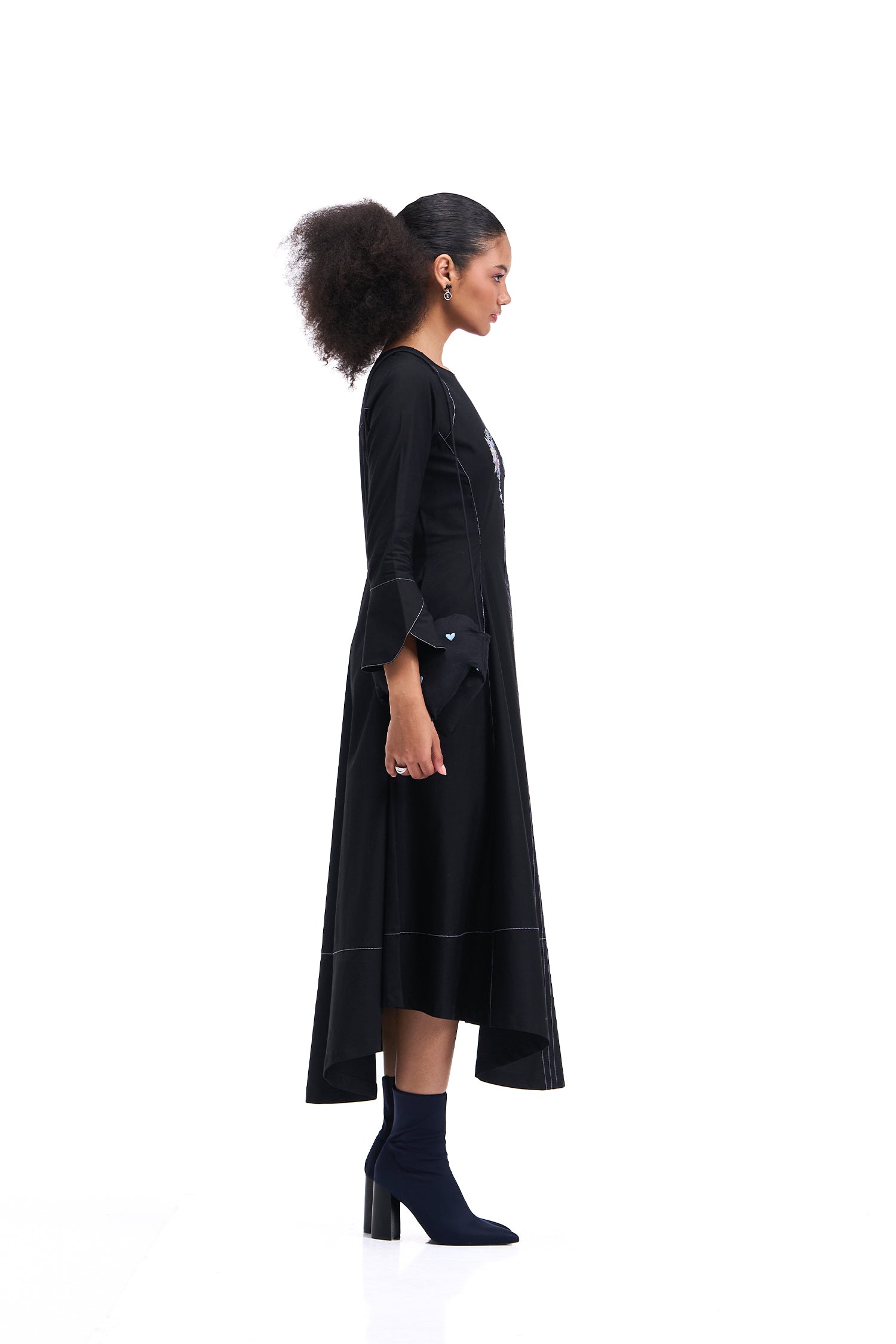 SWEETHEART DRESS MIDI BLACK
