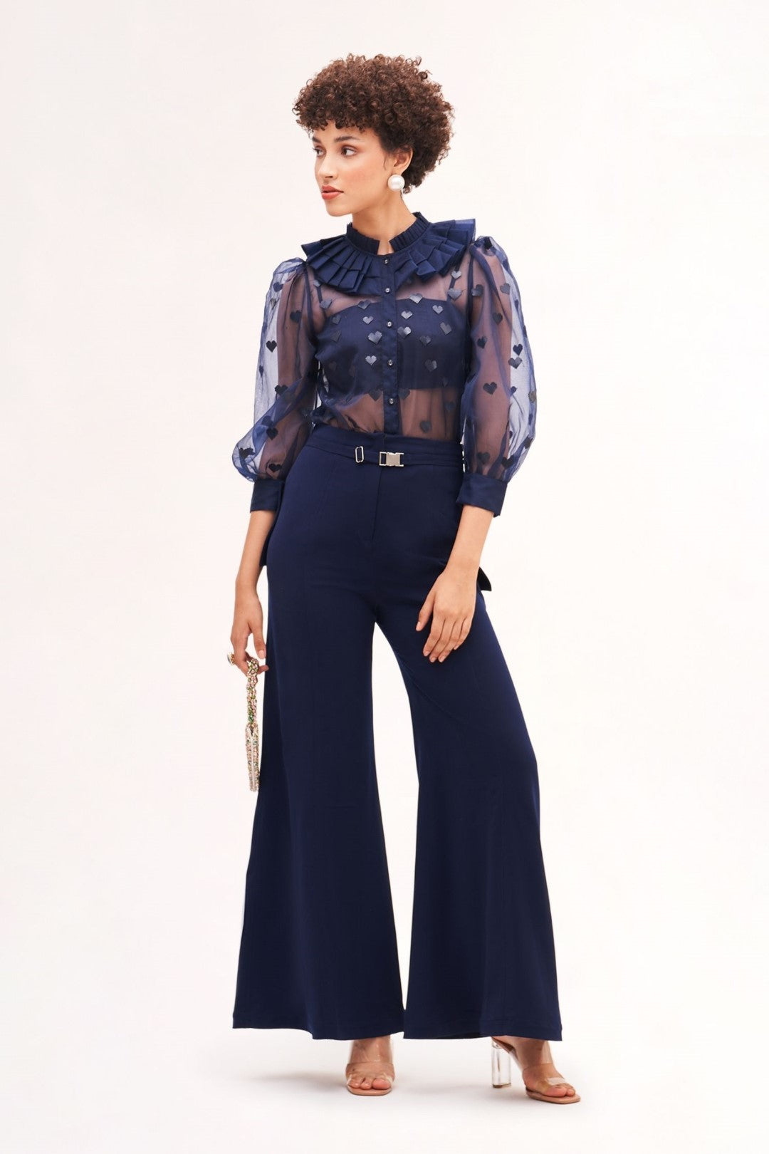 Zenna Shirt With Bralette & Electric Flared Pants
