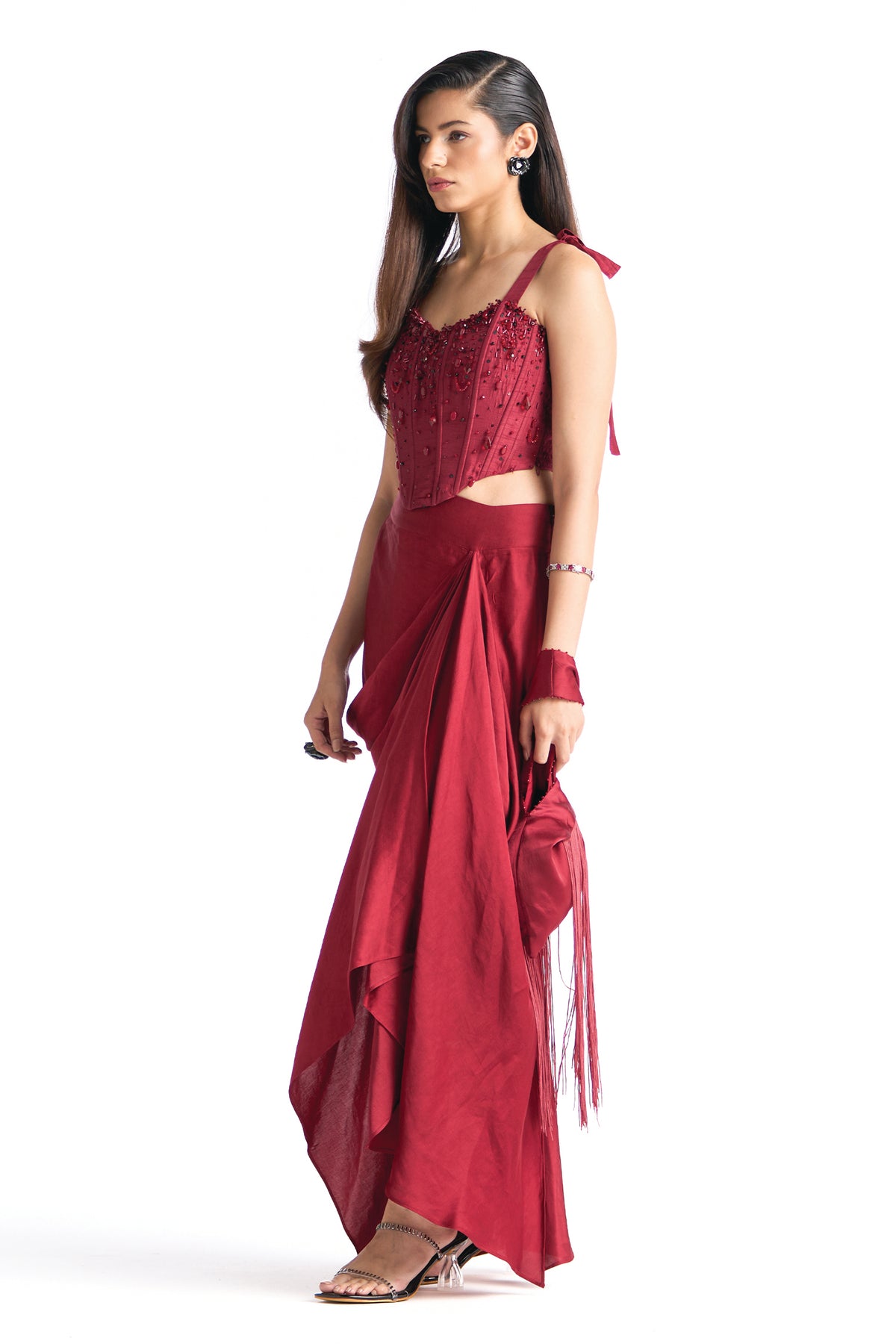 BLAIR CORSET WITH SKIRT GARNET