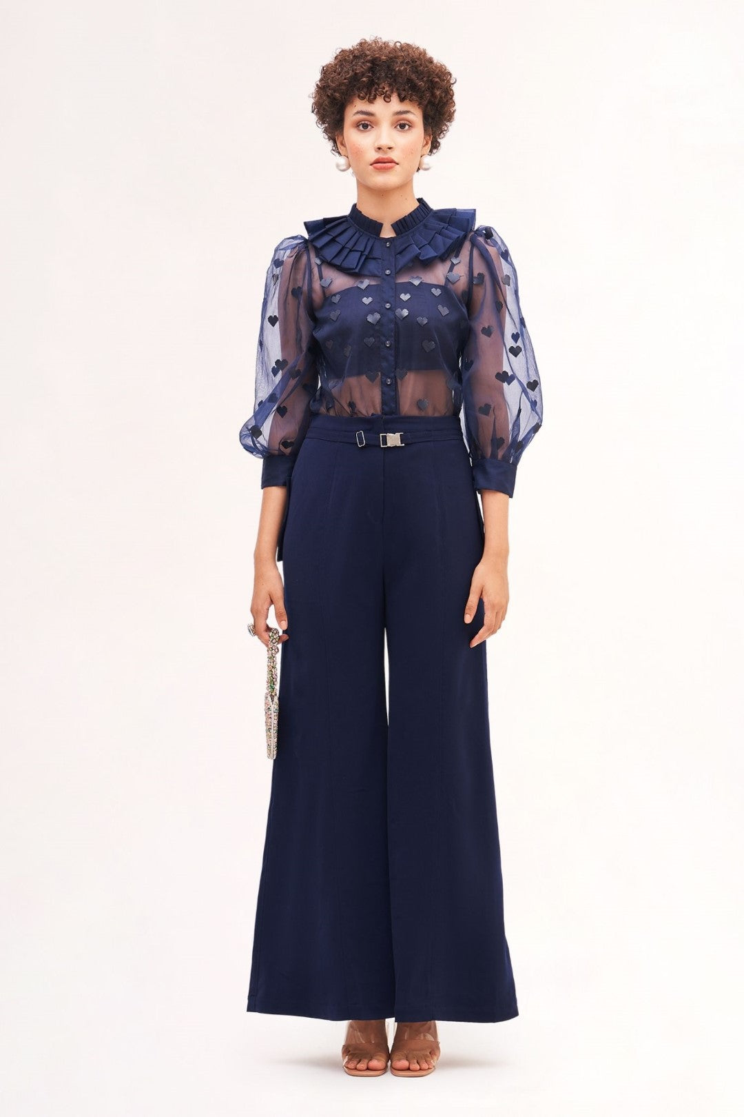 Zenna Shirt With Bralette & Electric Flared Pants