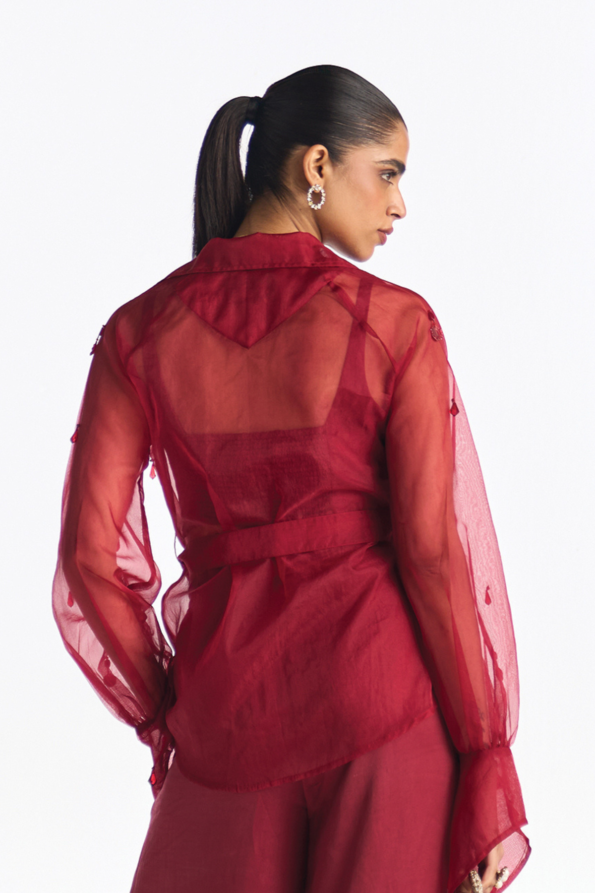 LUSTER TOP WITH BRALET GARNET