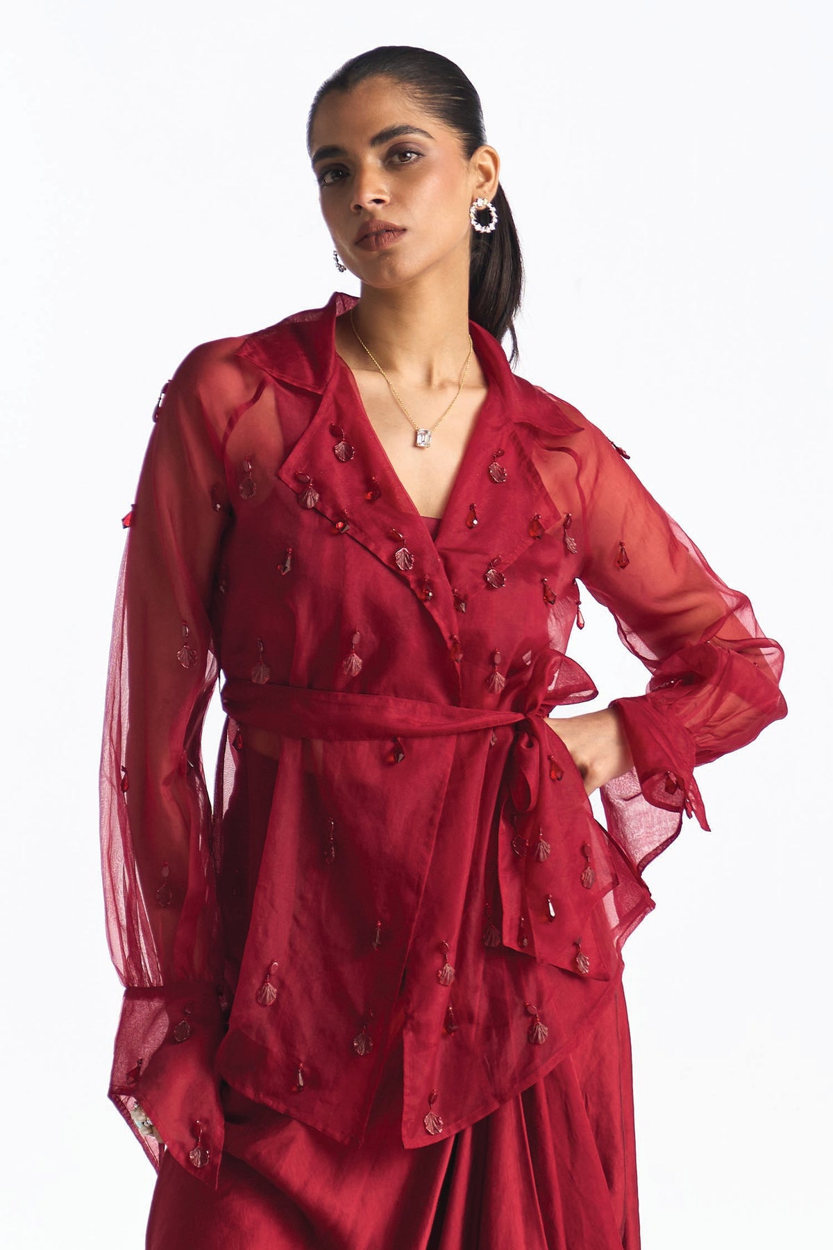 LUSTER TOP WITH BRALET GARNET
