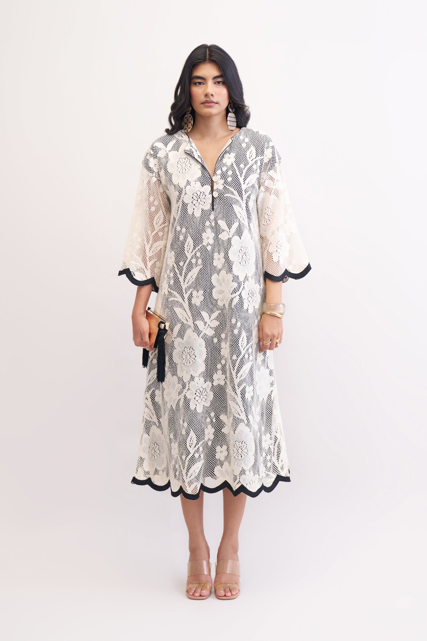 FLORET KAFTAN DRESS IVORY