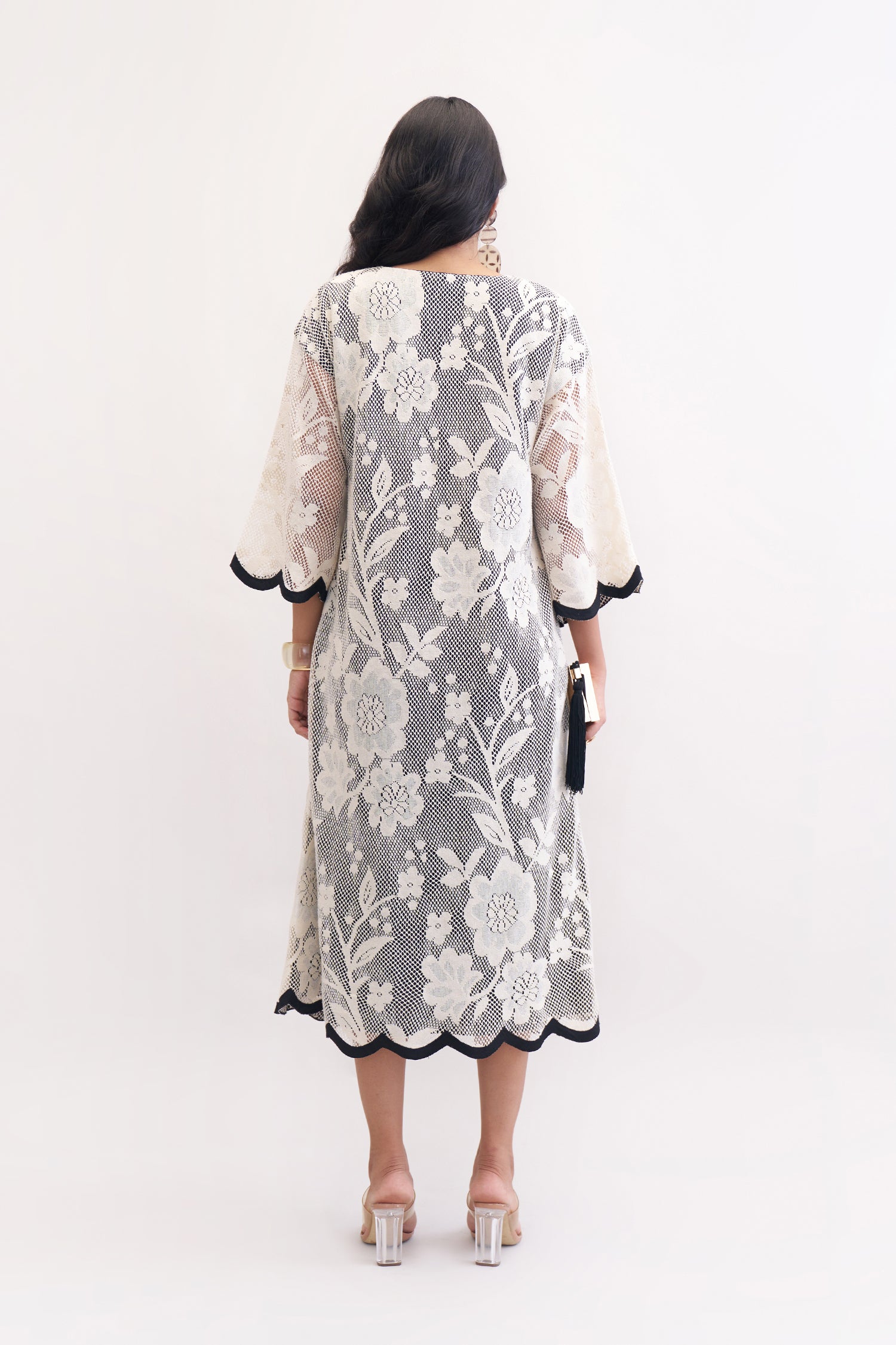 FLORET KAFTAN DRESS IVORY