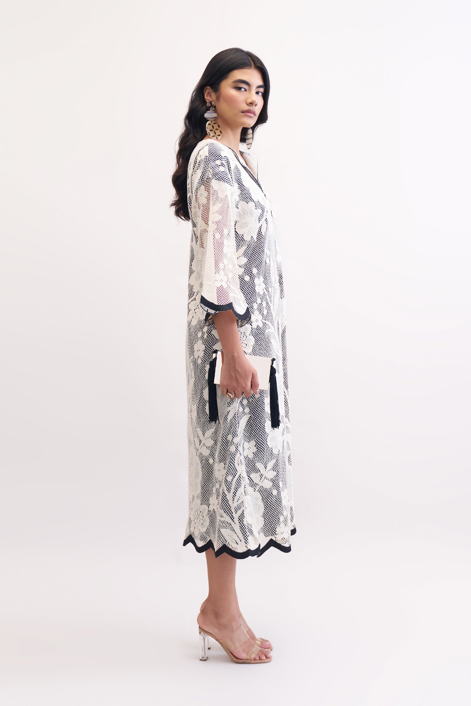 FLORET KAFTAN DRESS IVORY